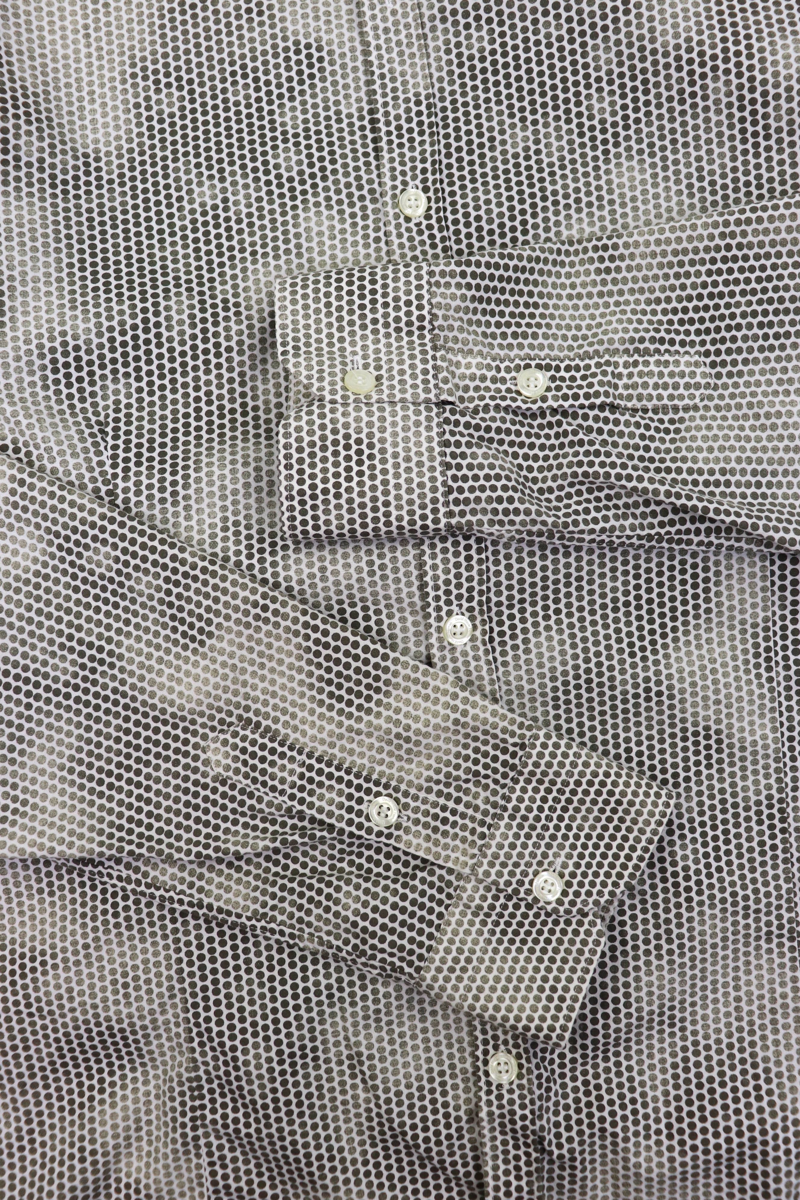 DAVID NAMAN David Mayer Naman 3D Abstract Polka Dot Olive Khaki LS Shirt Size US XL / EU 56 / 4 - 6 Thumbnail