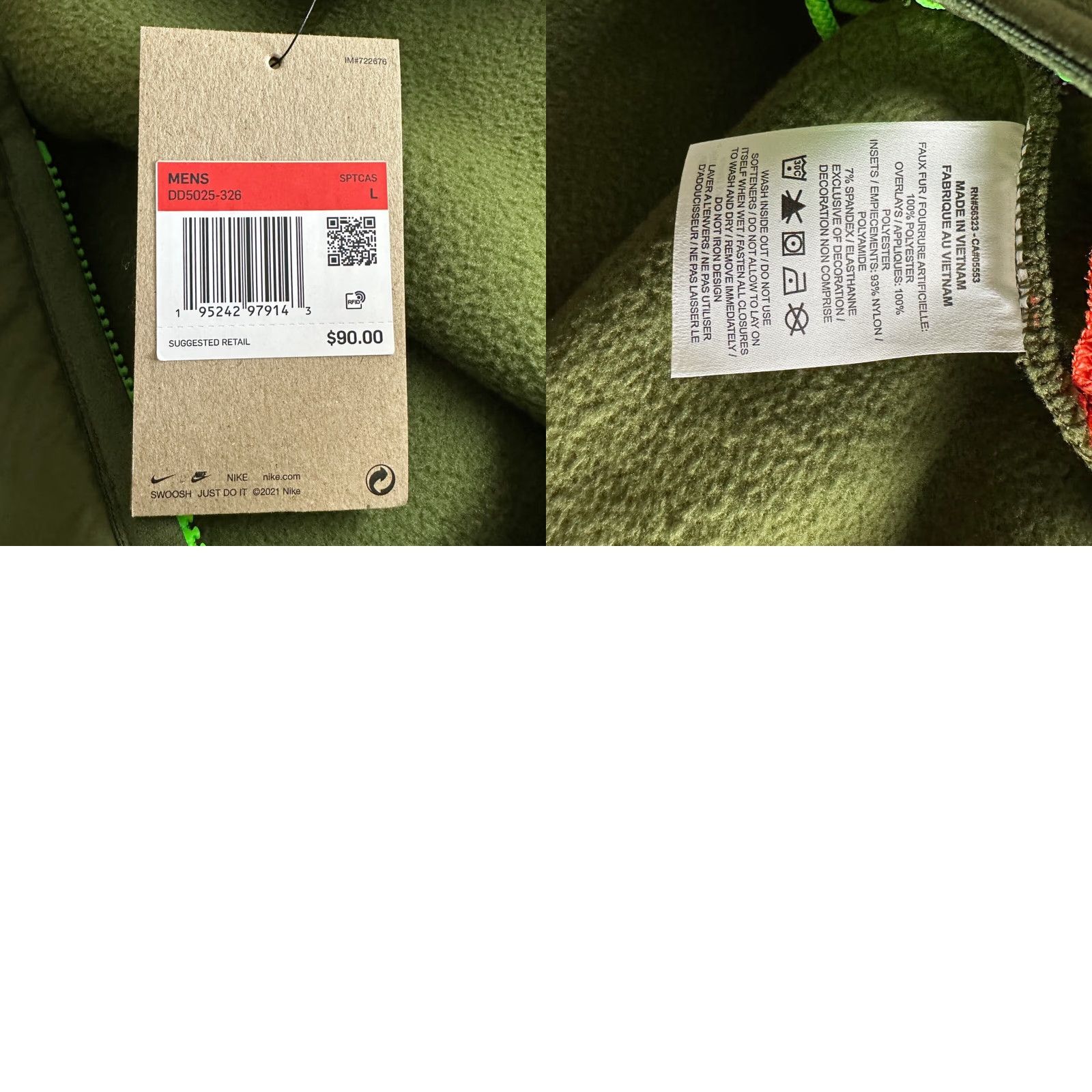 Nike Nike Sportswear Vest Mens L Green Fleece Pockets Logo Activewear Sleeveless Mid-Length Solid Sport Essentials High-Pile DD5025 Size US L / EU 52-54 / 3 - 8 Thumbnail