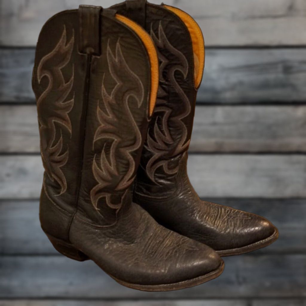 Vintage VINTAGE Nocona Boots Western Cowboy Boots Leather Black 9 Mens Model 6501 US Made E width -041 Size US 9 / EU 42 - 1 Thumbnail