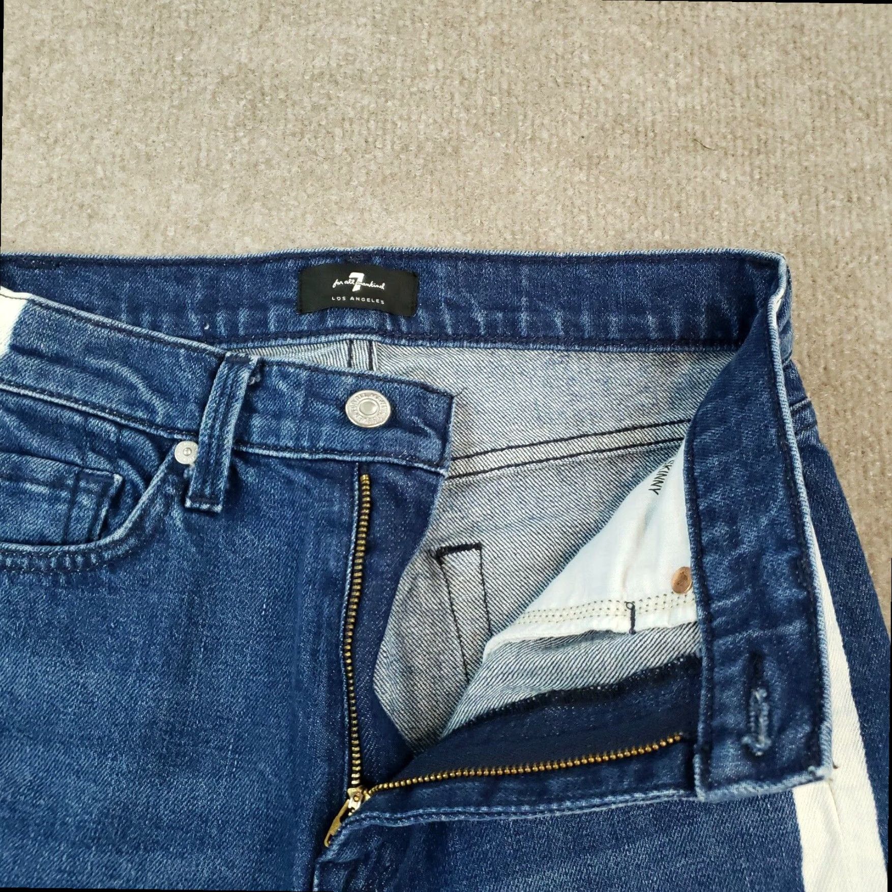 7 For All Mankind 7 For All Mankind High Waist Skinny Stretch Crop Jeans Blue Women's 25x22 Size 42" / US 20 - 6 Thumbnail