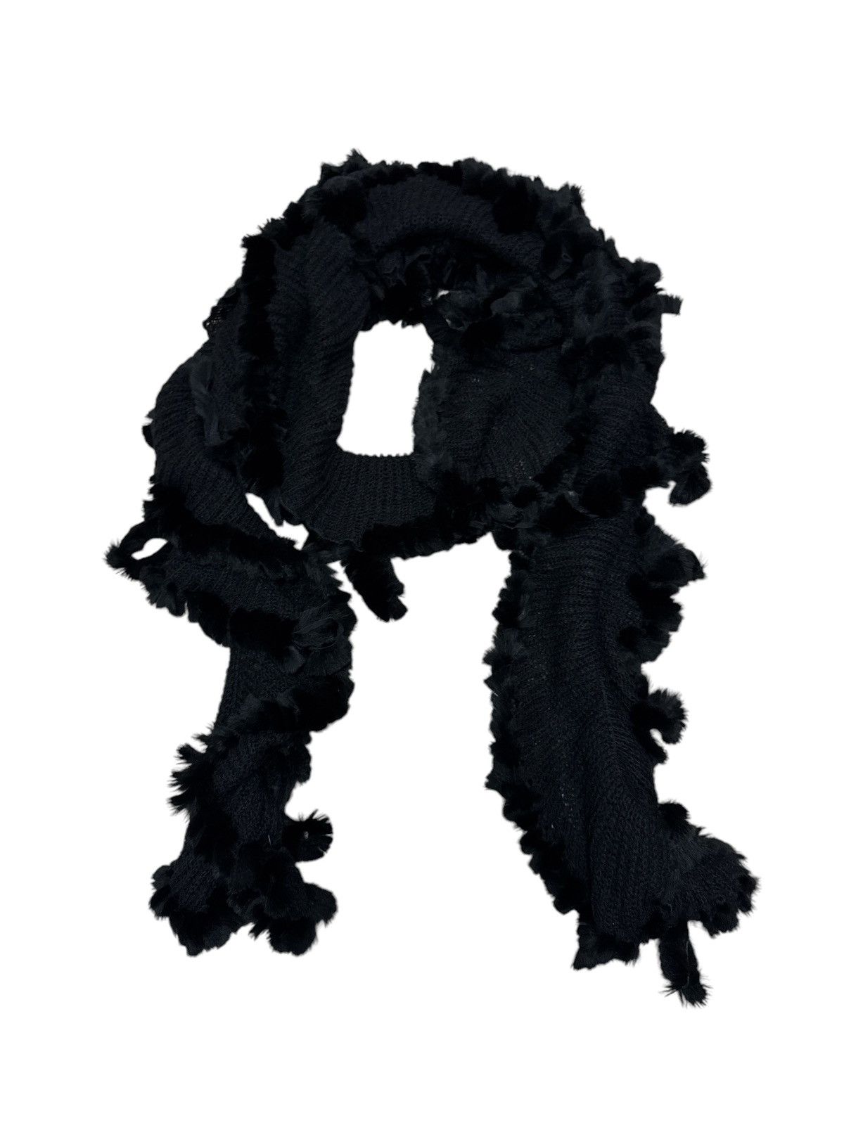 Japanese Brand TO BE CHIC JAPAN PERFORATED DESTROYED FUR LINING SCARF Size ONE SIZE - 4 Thumbnail