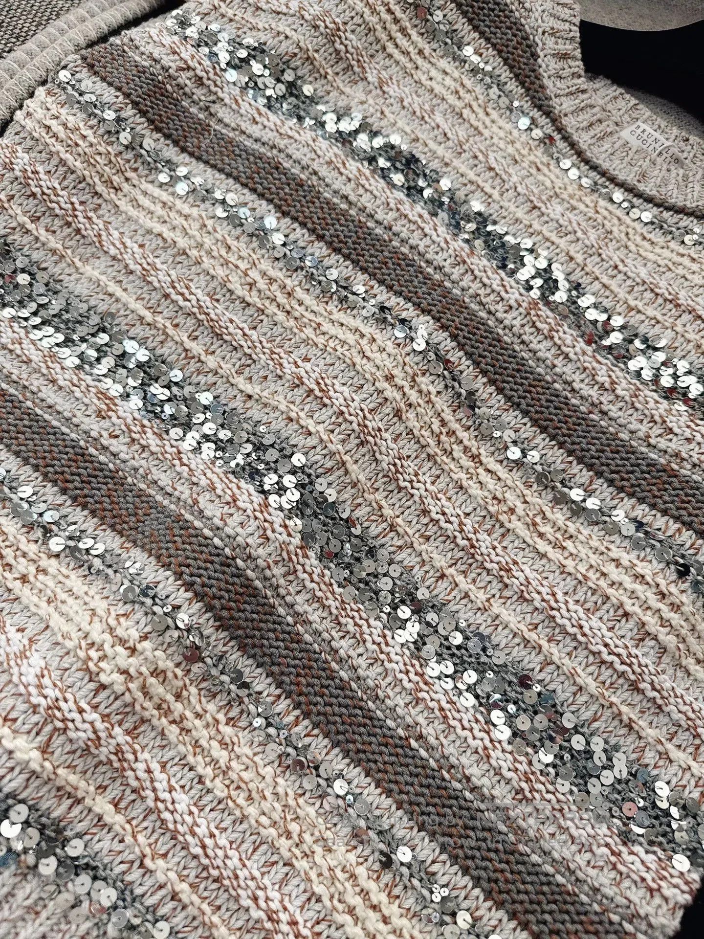 Brunello Cucinelli Brunello Cucinelli Sequin Striped Sleeveless Sweater. Size US XS / EU 42 / 0 - 4 Thumbnail