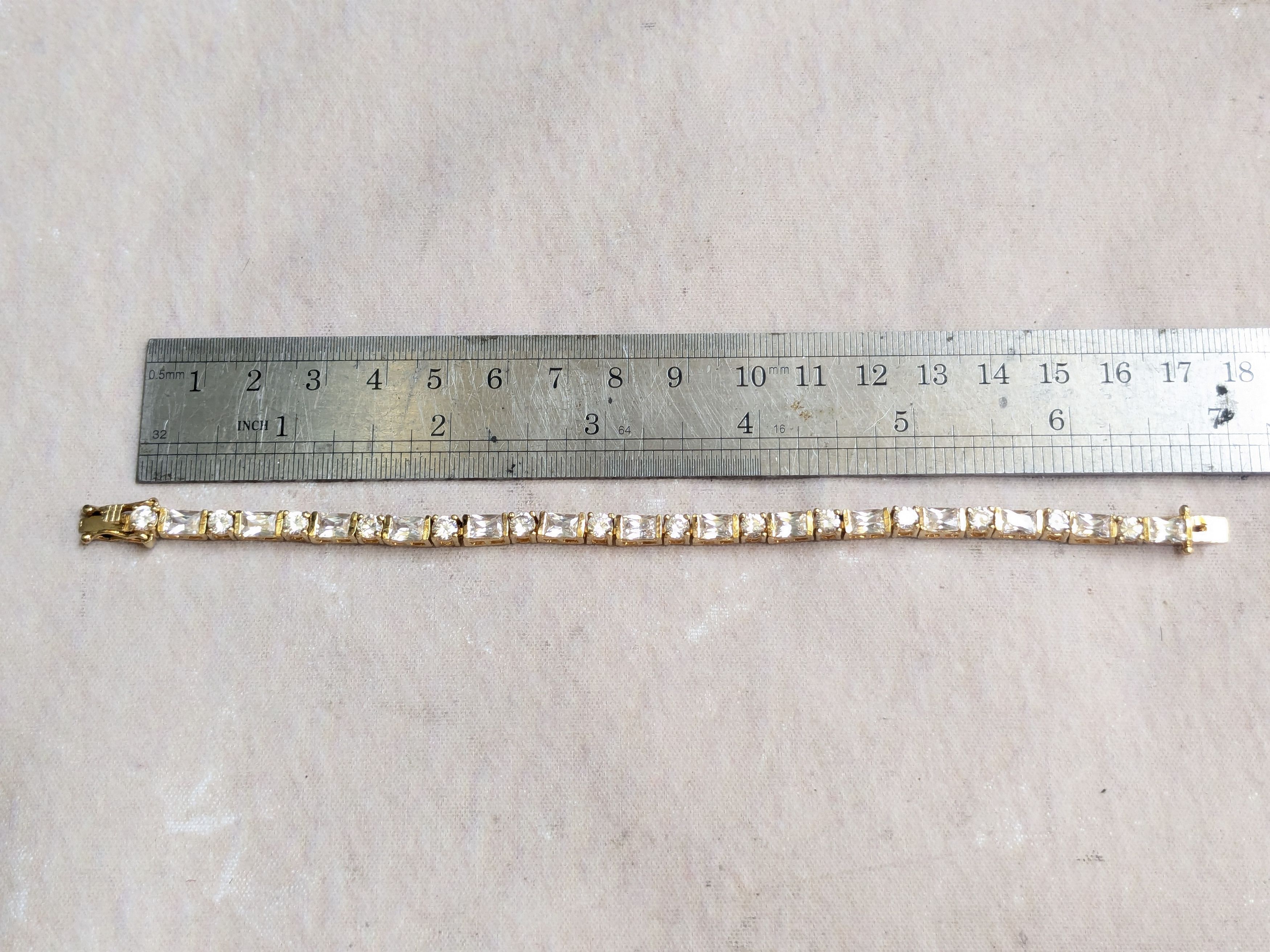 Sterling Silver Sterling Silver Tennis Bracelet 7 Gold Clear CZ Size ONE SIZE - 13 Thumbnail