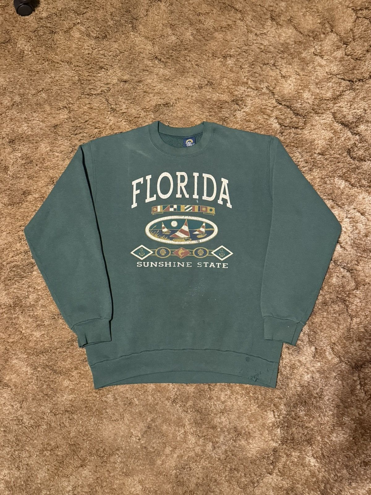 Vintage Vintage Florida Crewneck Sweatshirt Green Large Size US L / EU 52-54 / 3 - 1 Thumbnail