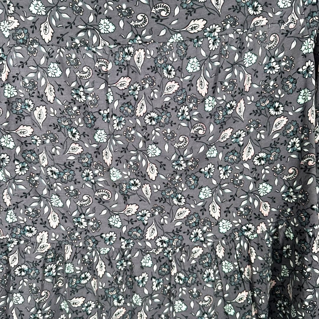 Ann Taylor LOFT Gray with Pink White Floral Design Babydoll Top Small Size S / US 4 / IT 40 - 4 Thumbnail