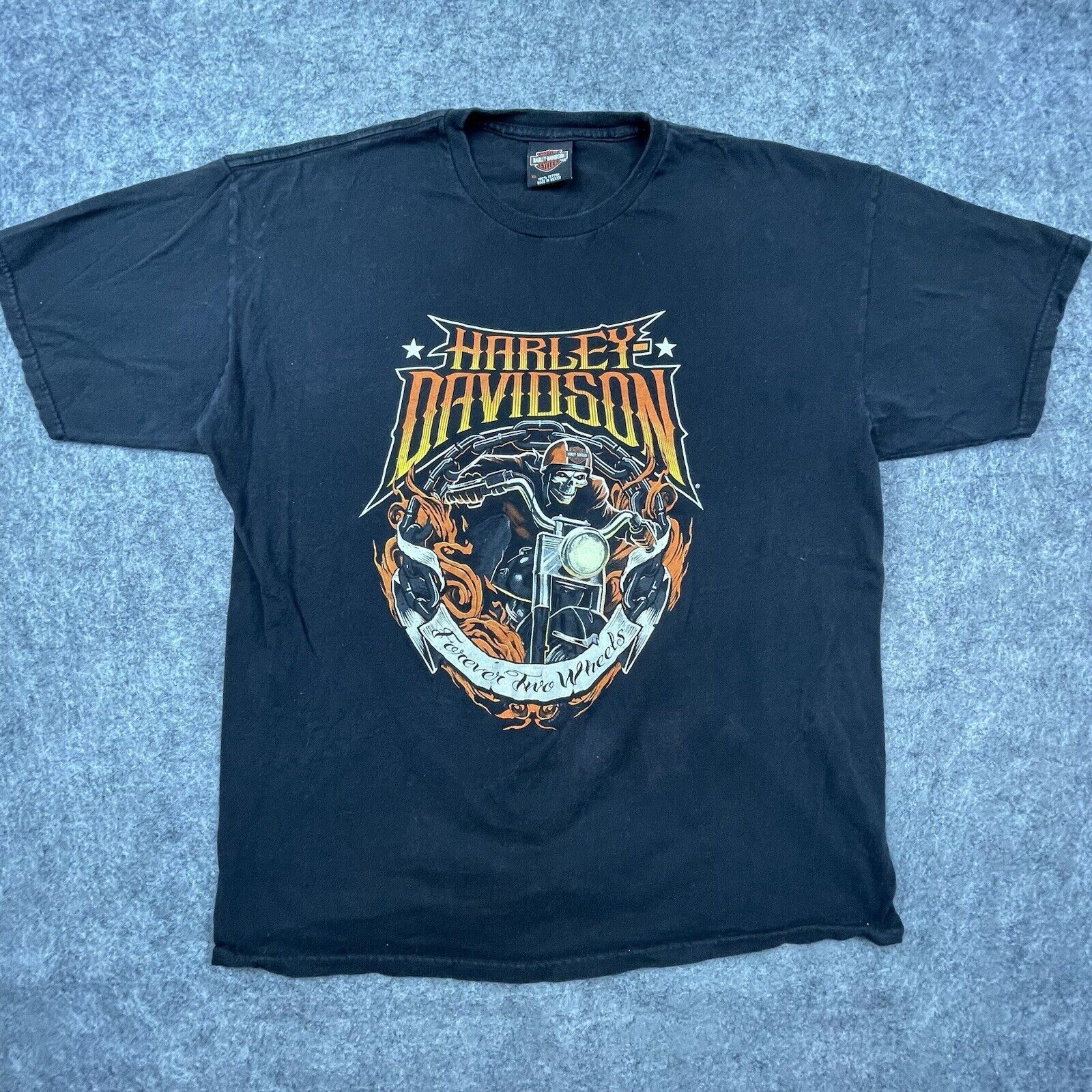 Harley Davidson Harley Davidson Shirt XL Forever Two Wheels Skull Flames Size US XL / EU 56 / 4 - 1 Thumbnail