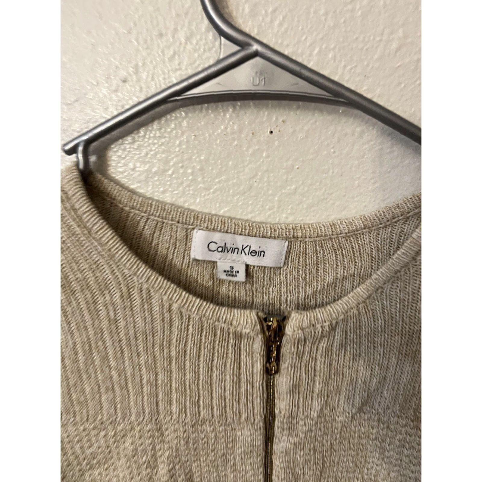 Calvin Klein Calvin Klein Cardigan Womens Small Ribbed Full Zipper Long Sleeve Soft Brown Size S / US 4 / IT 40 - 3 Thumbnail