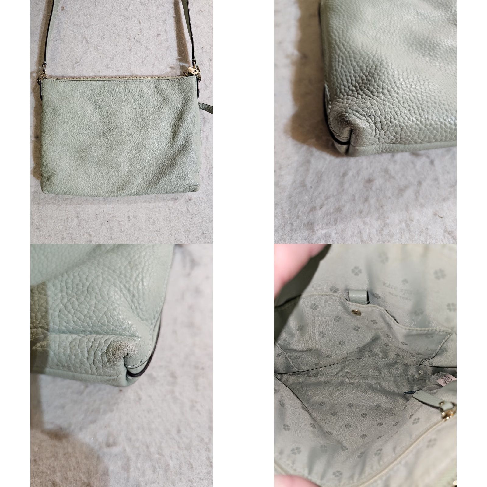 Vintage VINTAGE kate spade new york Pebbled Leather Crossbody Bag w/ Adjustable Strap Seafoam Green Size ONE SIZE - 8 Thumbnail