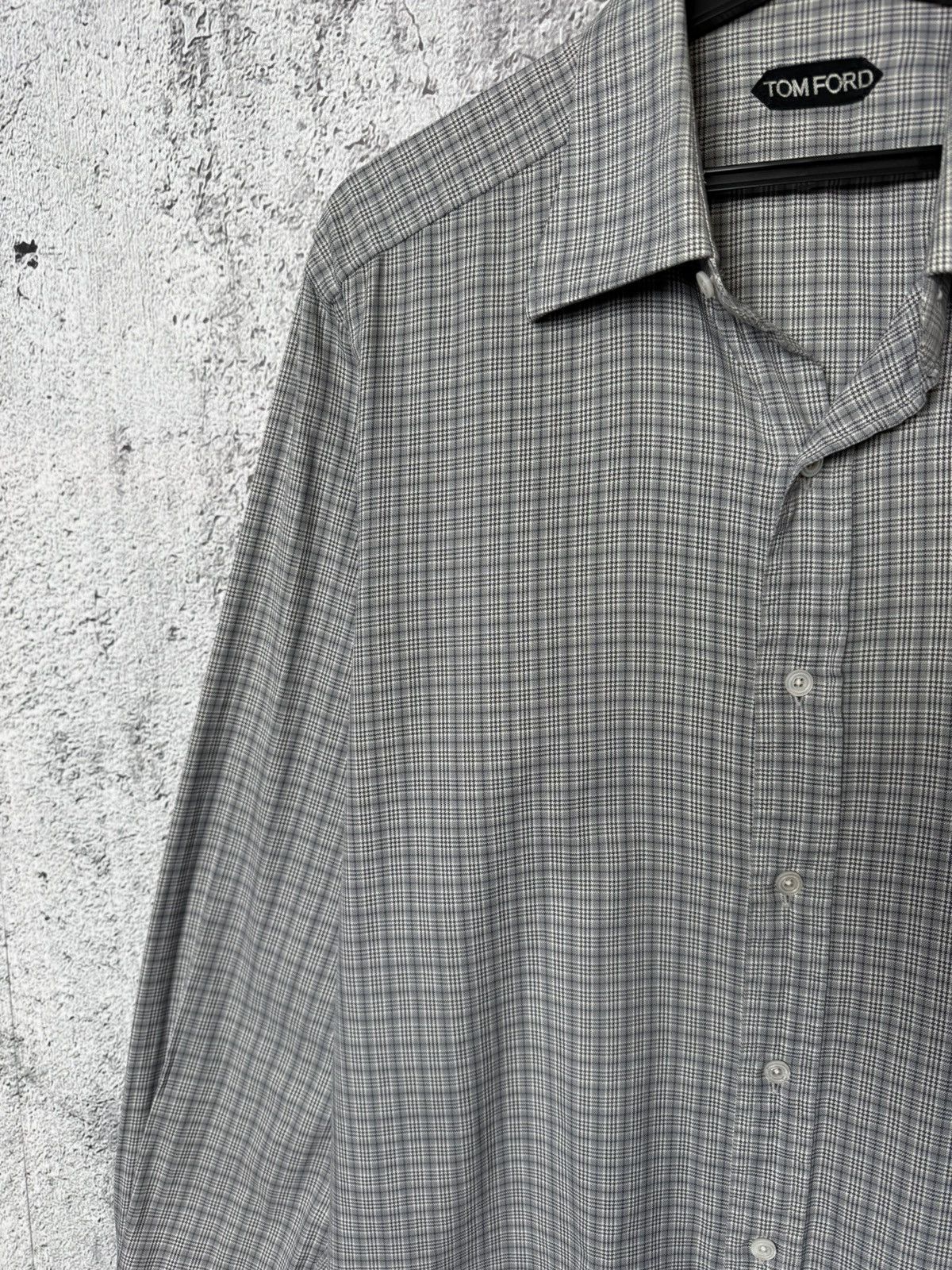 Tom Ford Tom Ford 94S1JE Grey Plaid Button Up Shirt Long Sleeve Men’s Size US L / EU 52-54 / 3 - 4 Thumbnail