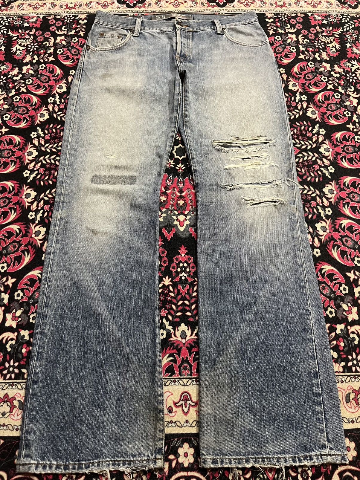 Le Grande Bleu (L.G.B.) ⚡️Distressed⚡️Zara Destroy Grunge Style Blue Washed Flare Jean Size US 34 / EU 50 - 1 Thumbnail