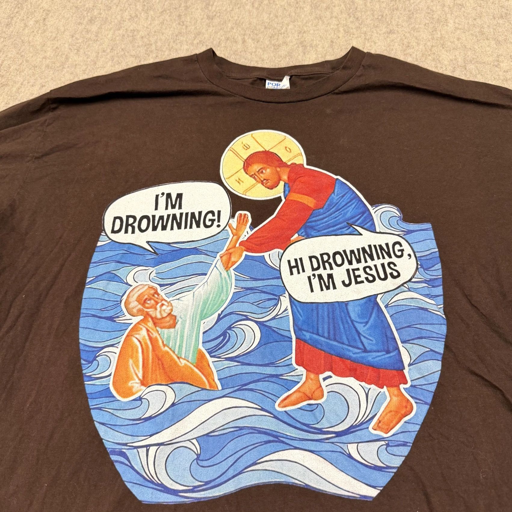 Port & Company Hi Drowning I'm Jesus Shirt Mens 3XL Brown Funny Christian Port & Company Tee Shirt Size US XXL / EU 58 / 5 - 5 Thumbnail