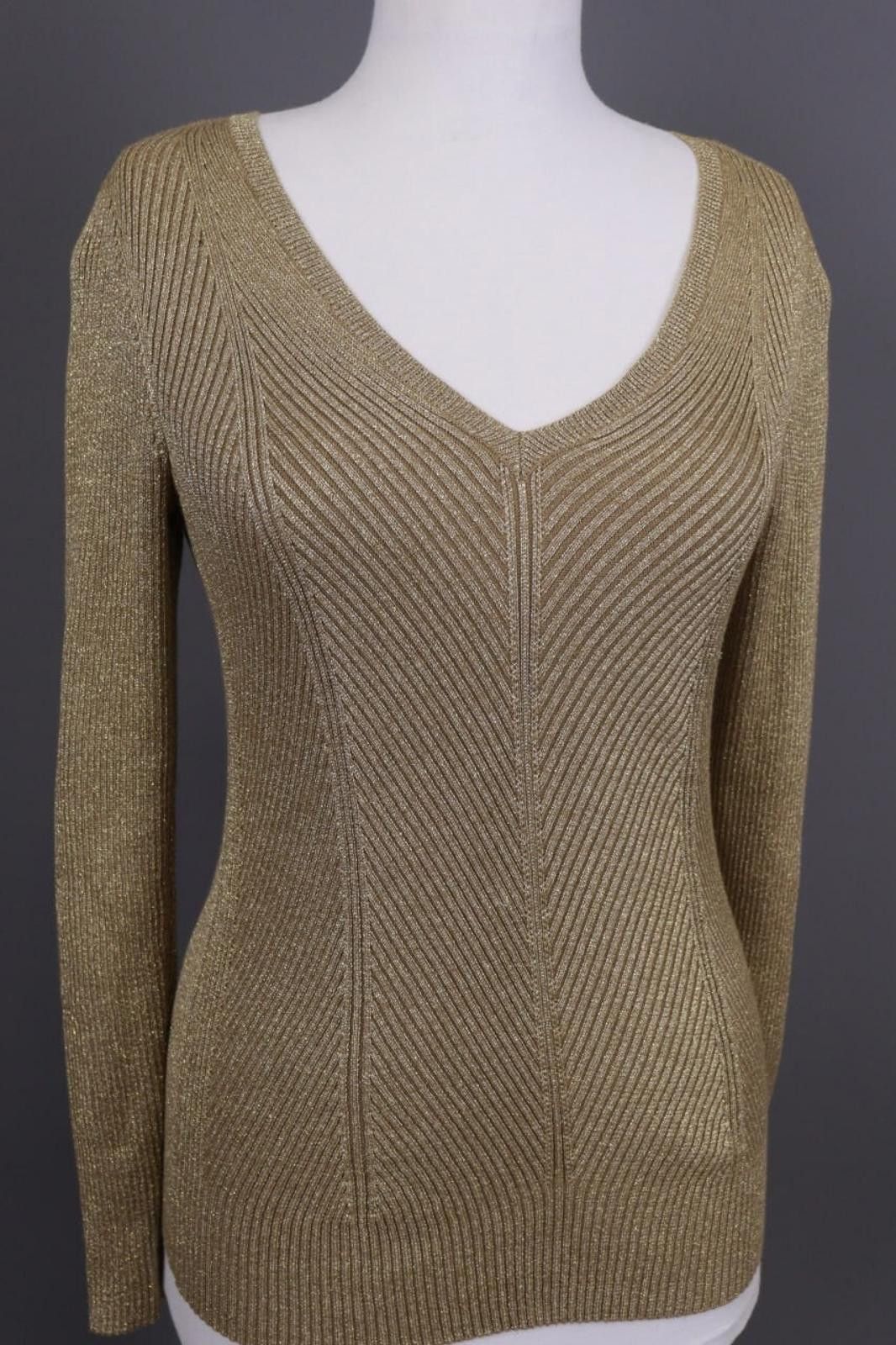 Lauren Ralph Lauren Lauren Ralph Lauren Brown Ribbed V-Neck Knit Sweater Size S Size S / US 4 / IT 40 - 6 Thumbnail