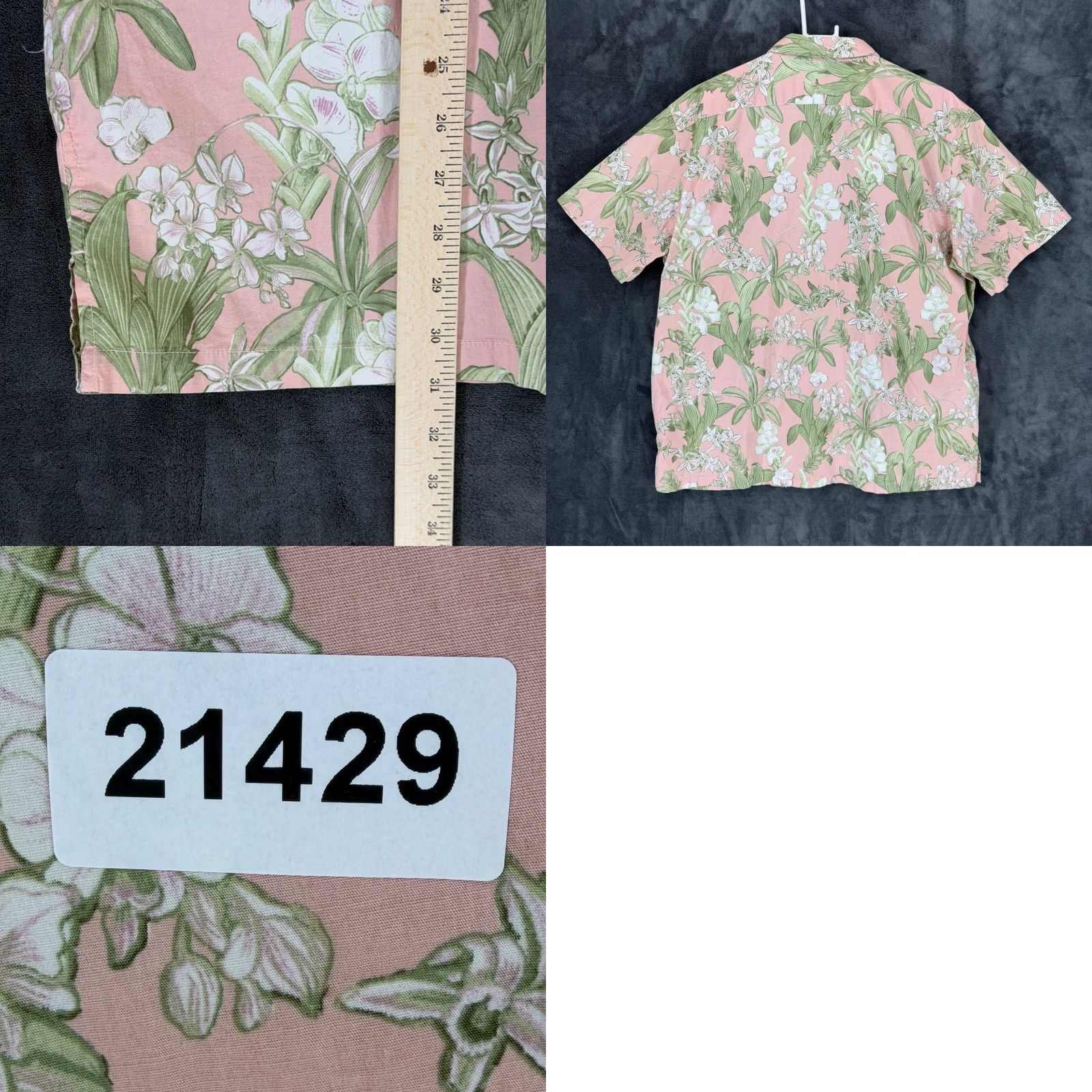 Tori Richard Tori Richard Mens 2XL Pink Tropical Orchid Floral Cotton Stretch Button Up Shirt Size US XXL / EU 58 / 5 - 8 Thumbnail