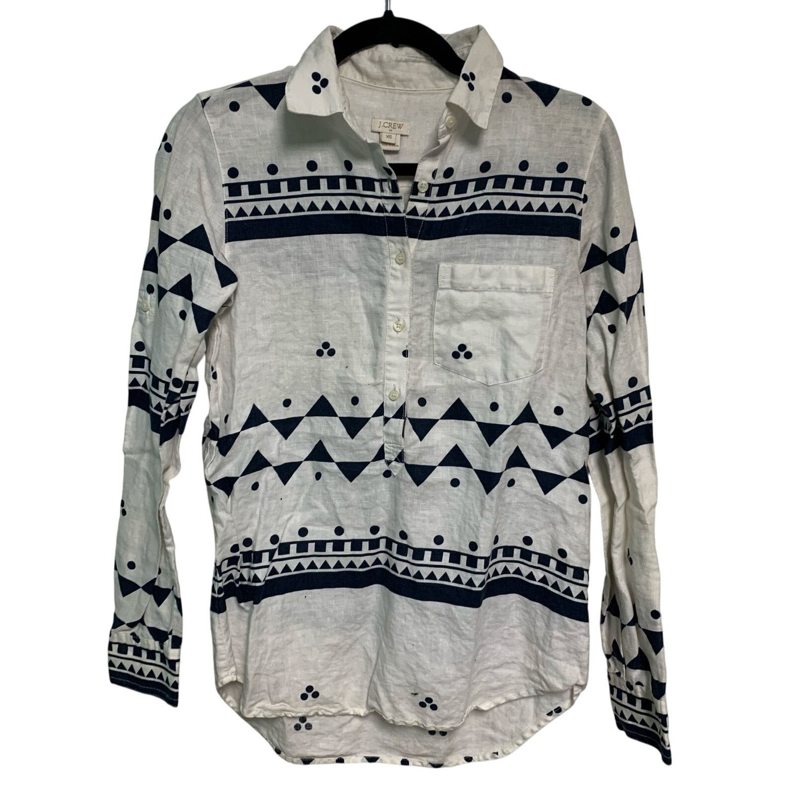 J.Crew J.Crew Women’s Linen White Long Sleeve Shape Button Up XS Size XS / US 0-2 / IT 36-38 - 1 Thumbnail