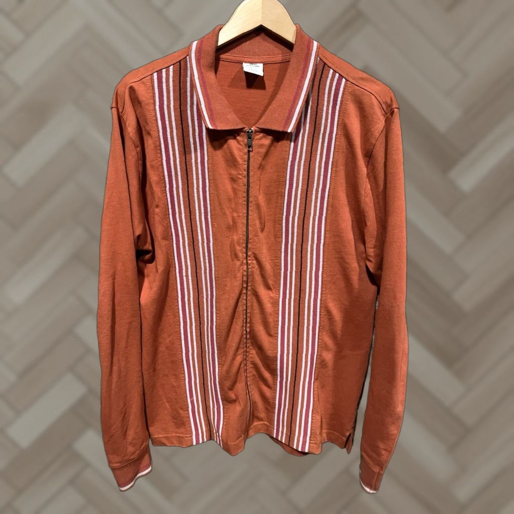 Urban Outfitters Urban Outfitters Shirt Zip Up Mens Orange Striped Collared Medium Size US M / EU 48-50 / 2 - 1 Thumbnail