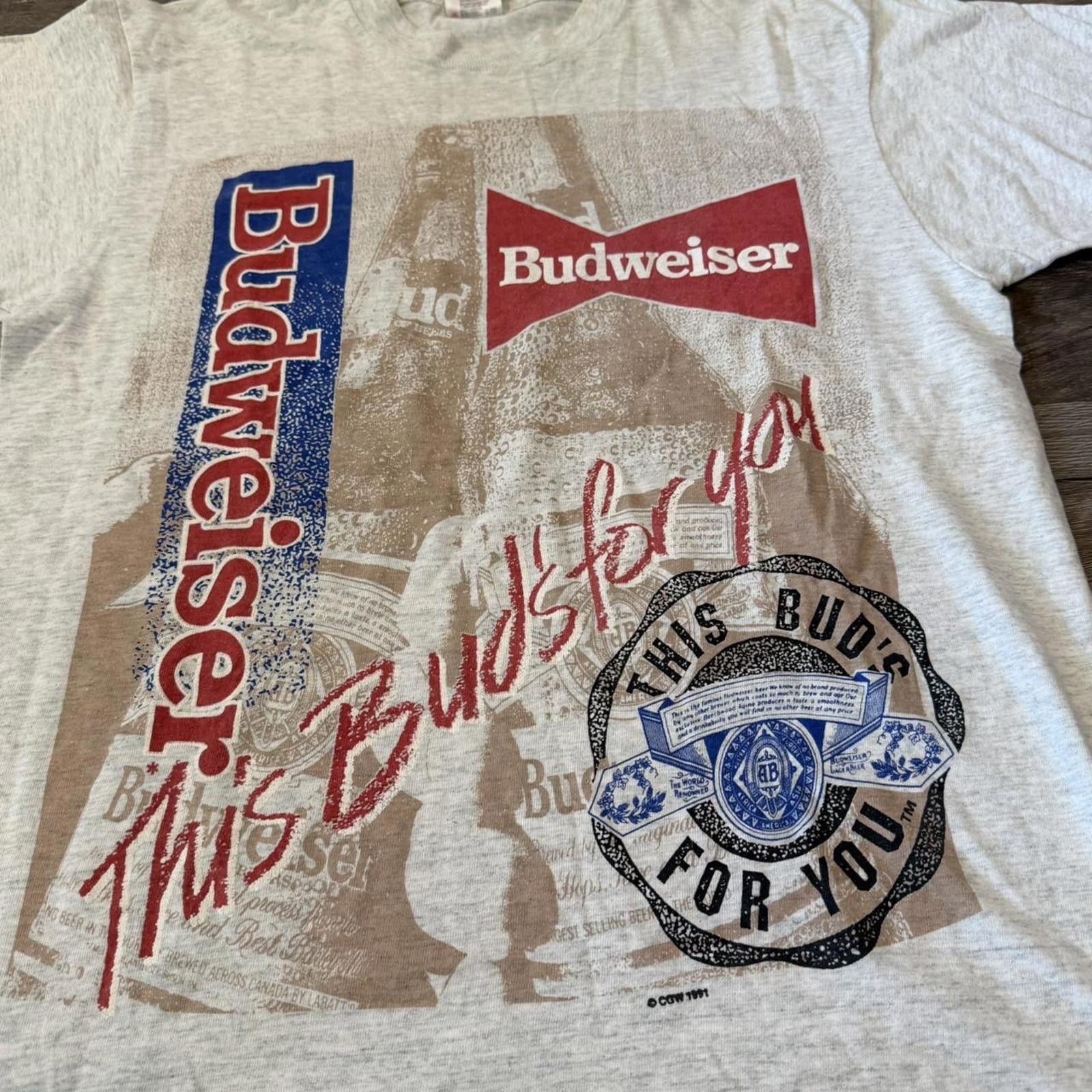 Fruit Of The Loom Vintage Budweiser this buds for you t shirt 1991 L Size US L / EU 52-54 / 3 - 2 Thumbnail