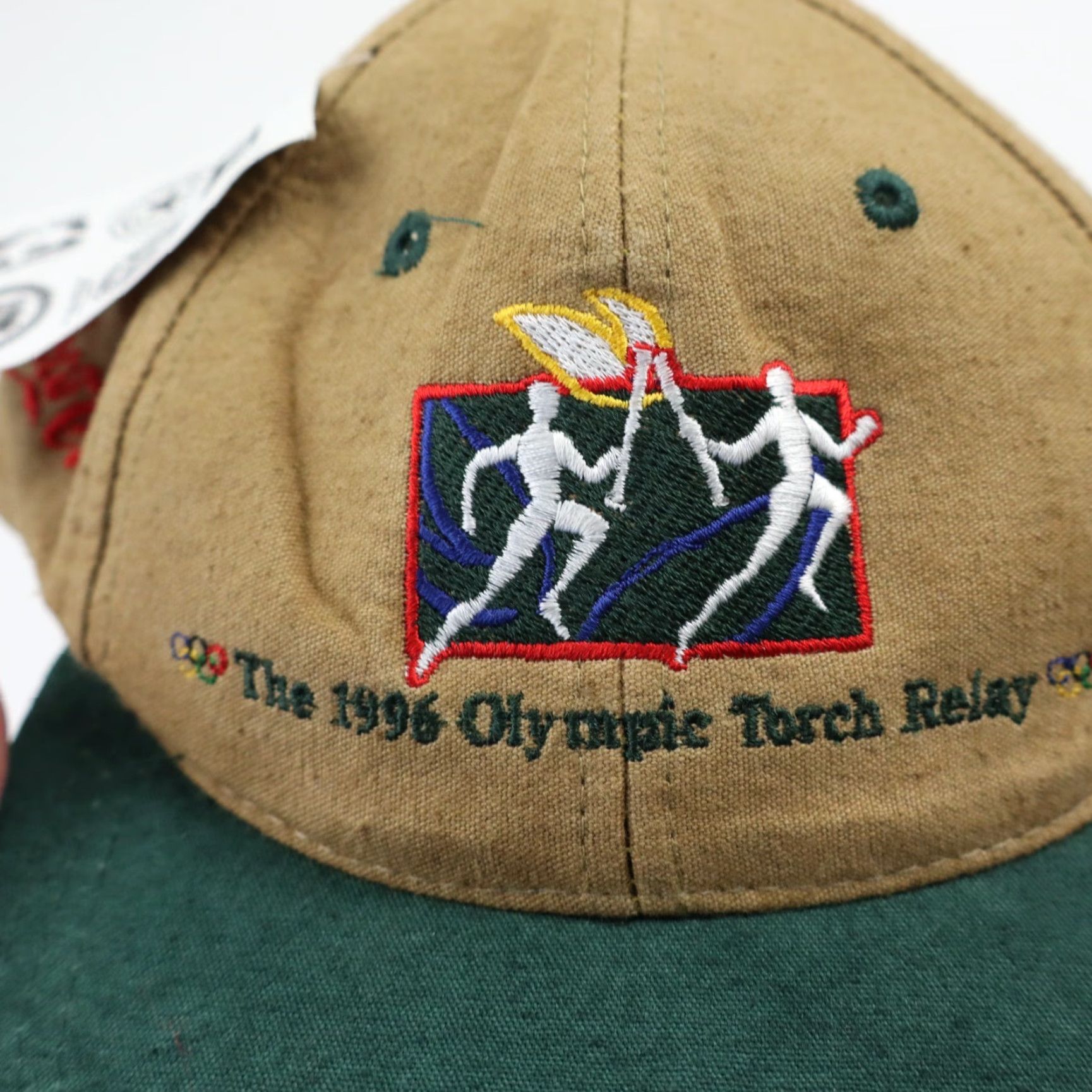 Vintage VINTAGE Olympic Games Collection Hat Men Snapback Green Brown Canvas Cap 1996 Atlanta Torch Relay Embroidered 90s Team USA Adjustable Size ONE SIZE - 7 Thumbnail