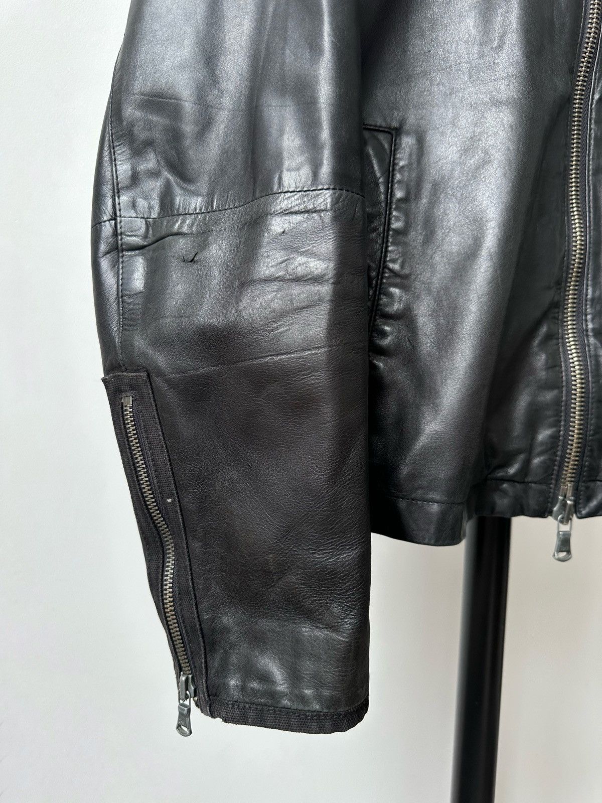 John Varvatos John Varvatos Classic Black Washed Leather Biker Jacket Size US M / EU 48-50 / 2 - 6 Thumbnail