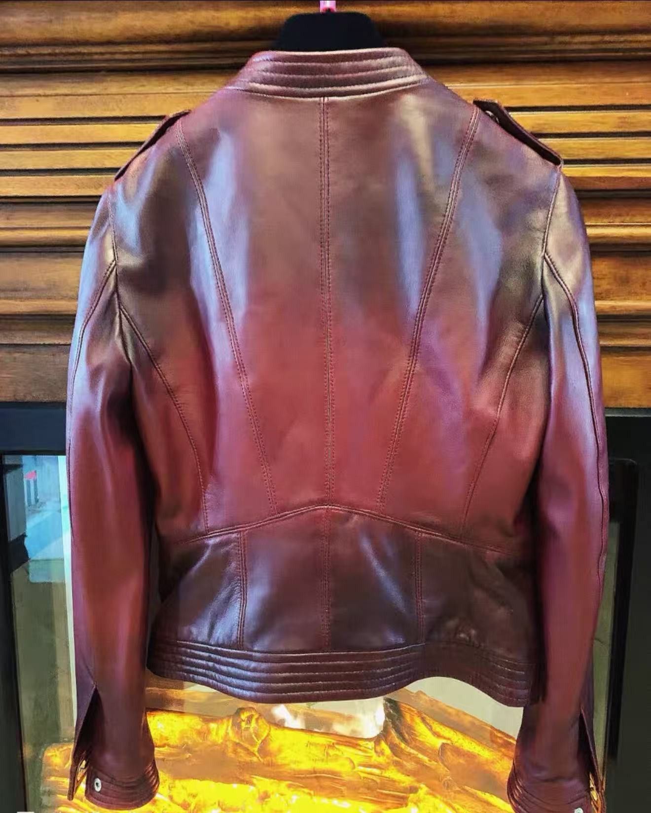 Versace VERSACE Burgundy Leather Biker Jacket - dmc Size US L / EU 52-54 / 3 - 2 Thumbnail