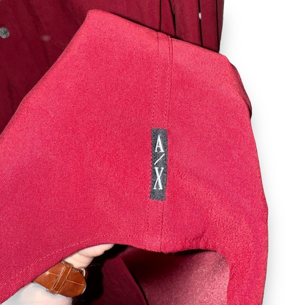 Armani Armani Exchange Crimson Red Sueded Button Up Shirt Size M Size US M / EU 48-50 / 2 - 8 Thumbnail