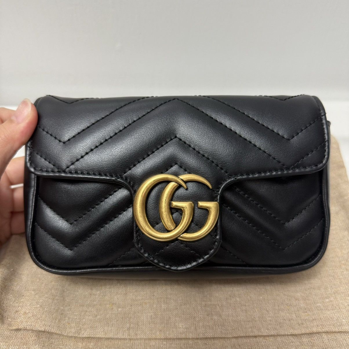 Gucci Gucci GG Marmont Matelasse Leather Black Super Mini Bag Size ONE SIZE - 3 Thumbnail