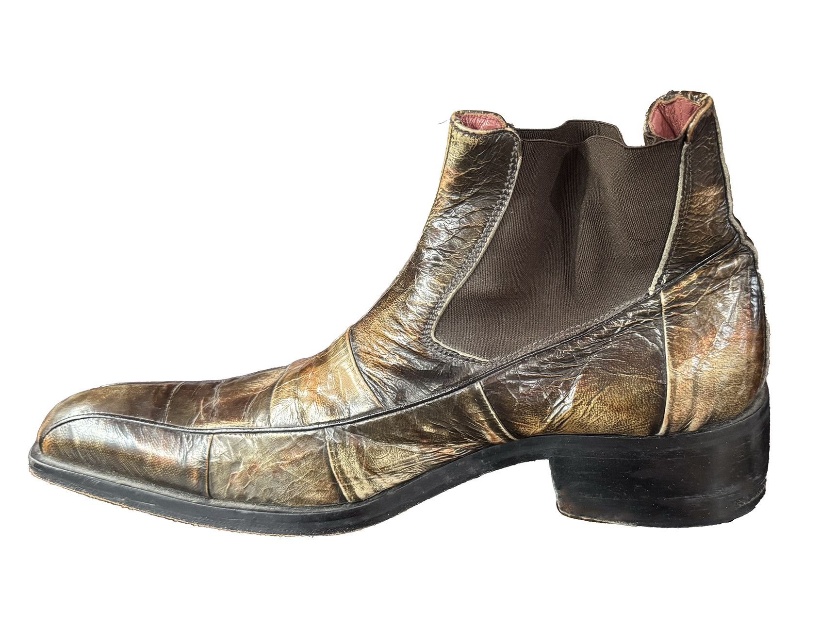 Jo Ghost VINTAGE JO GHOST COFFEE DISTRESS PATENT LEATHER BOOTS Size US 10 / EU 43 - 2 Thumbnail