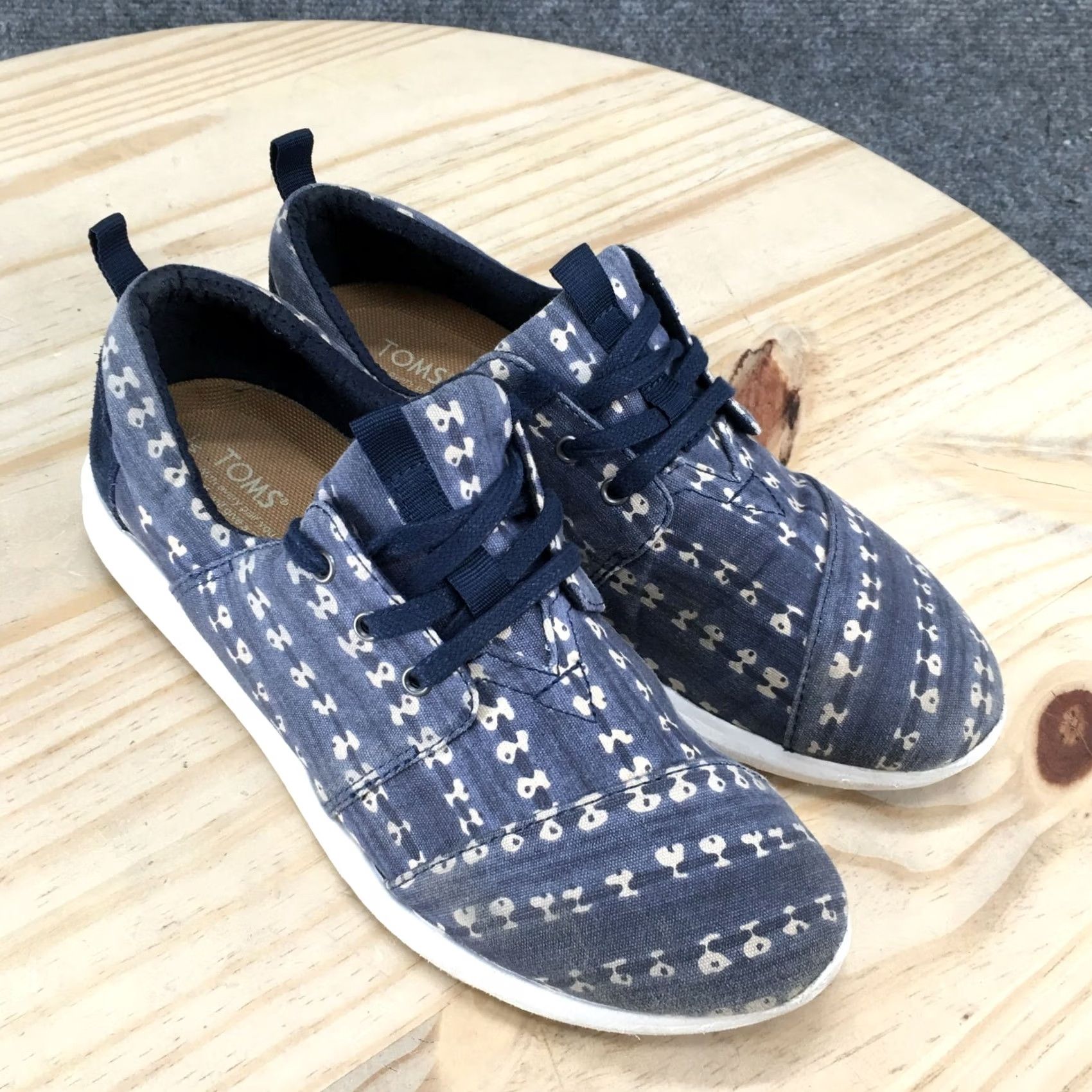 Toms Toms Del Rey Sneakers Womens Shoes 8 Blue Athletic Lace Up Low Top 10010000 Size M / US 6-8 / IT 42-44 - 3 Thumbnail