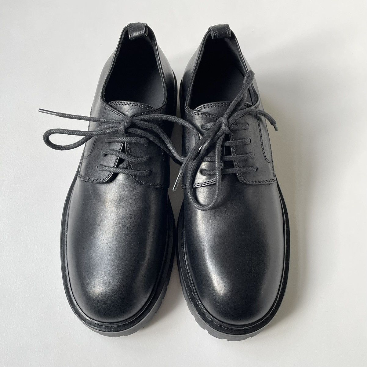 Ann Demeulemeester Black Leather Commando Sole Derbies Size US 7 / IT 37 - 6 Thumbnail