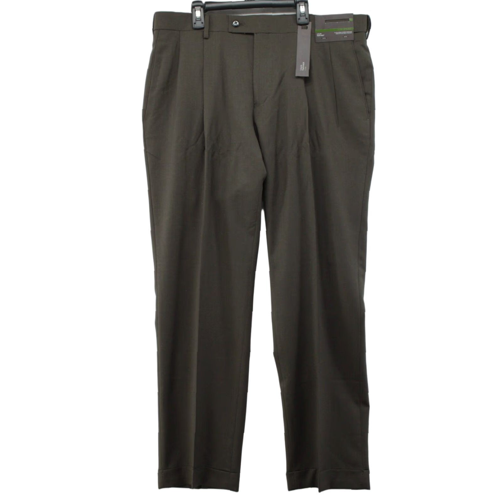 Vintage Louis Raphael Pants Mens 36 X 31 Pleated Cuffed Bark 100% Merino Wool NWT Tailored Dress Pants Men's Flat Front Pocket: Slash Vintage? No. Size US 36 / EU 52 - 1 Thumbnail