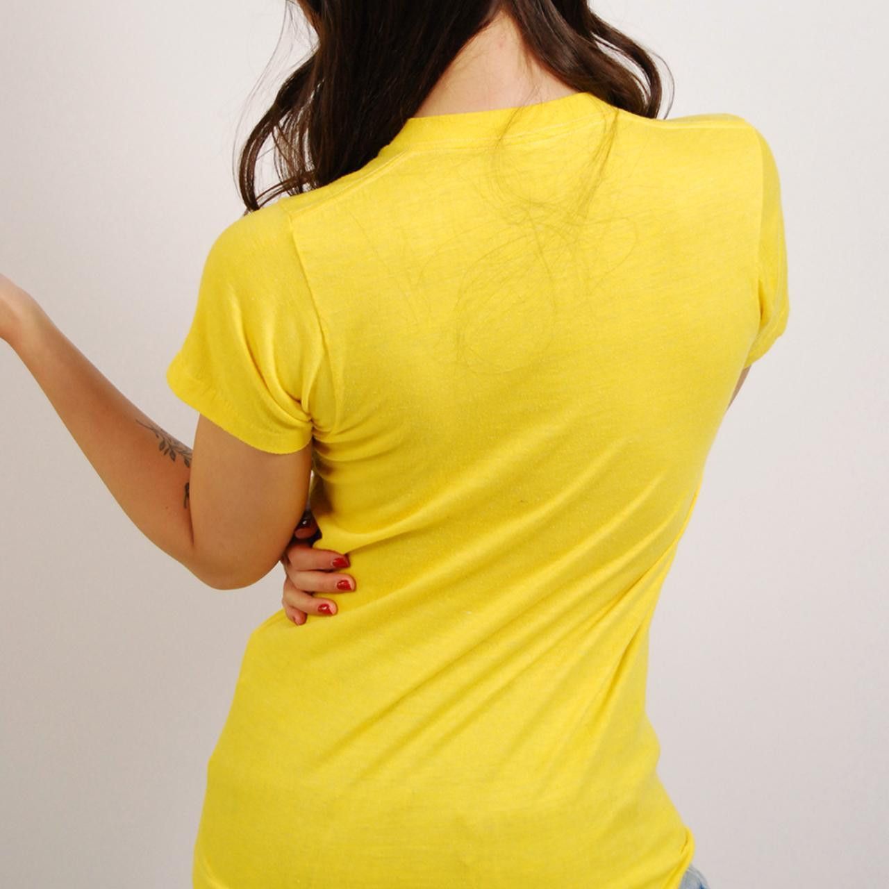 Vintage 70s Jim Beam T-shirt (S) vintage yellow single stitch medium Size US S / EU 44-46 / 1 - 6 Thumbnail