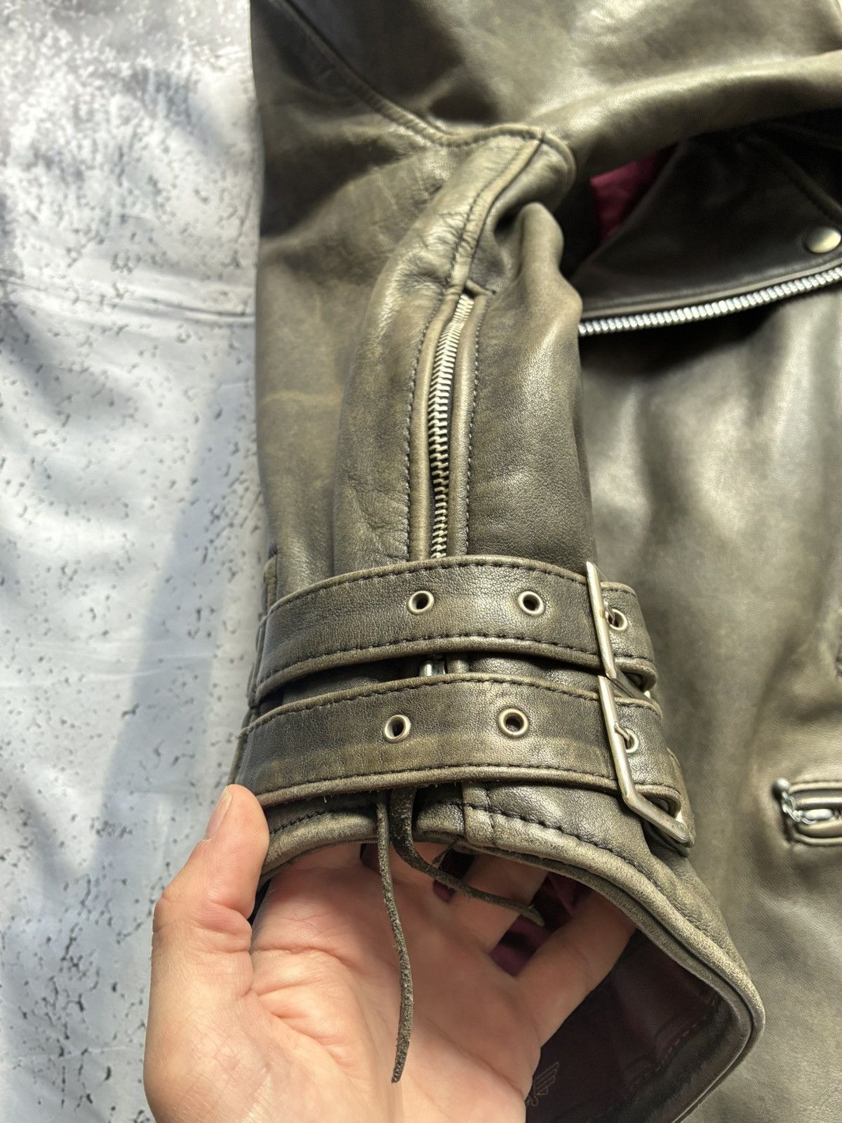 Lewis Leathers Vintage 70s-80s Lewis Leathers Roadfarer gray leather jacket Size US L / EU 52-54 / 3 - 11 Thumbnail