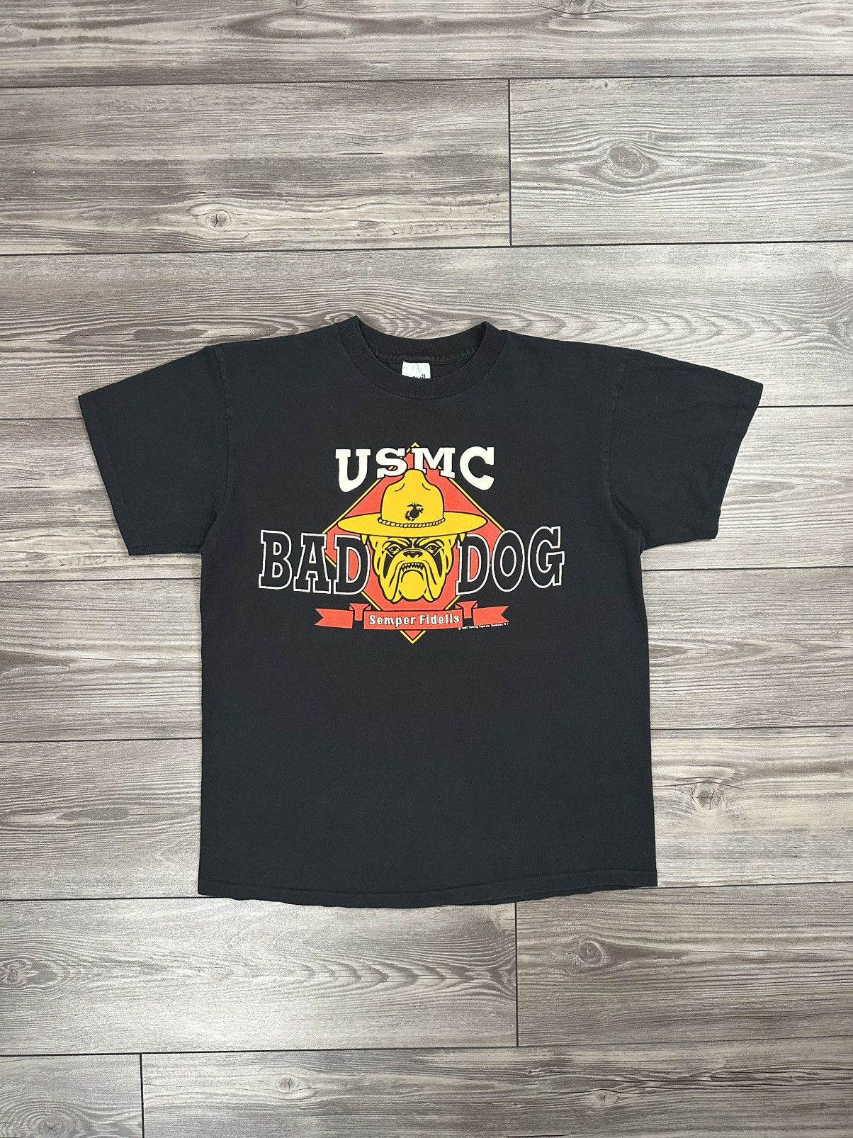 Anvil Vintage 90’s USMC Bad Dog Semper Fidelis T Shirt Size US L / EU 52-54 / 3 - 1 Thumbnail