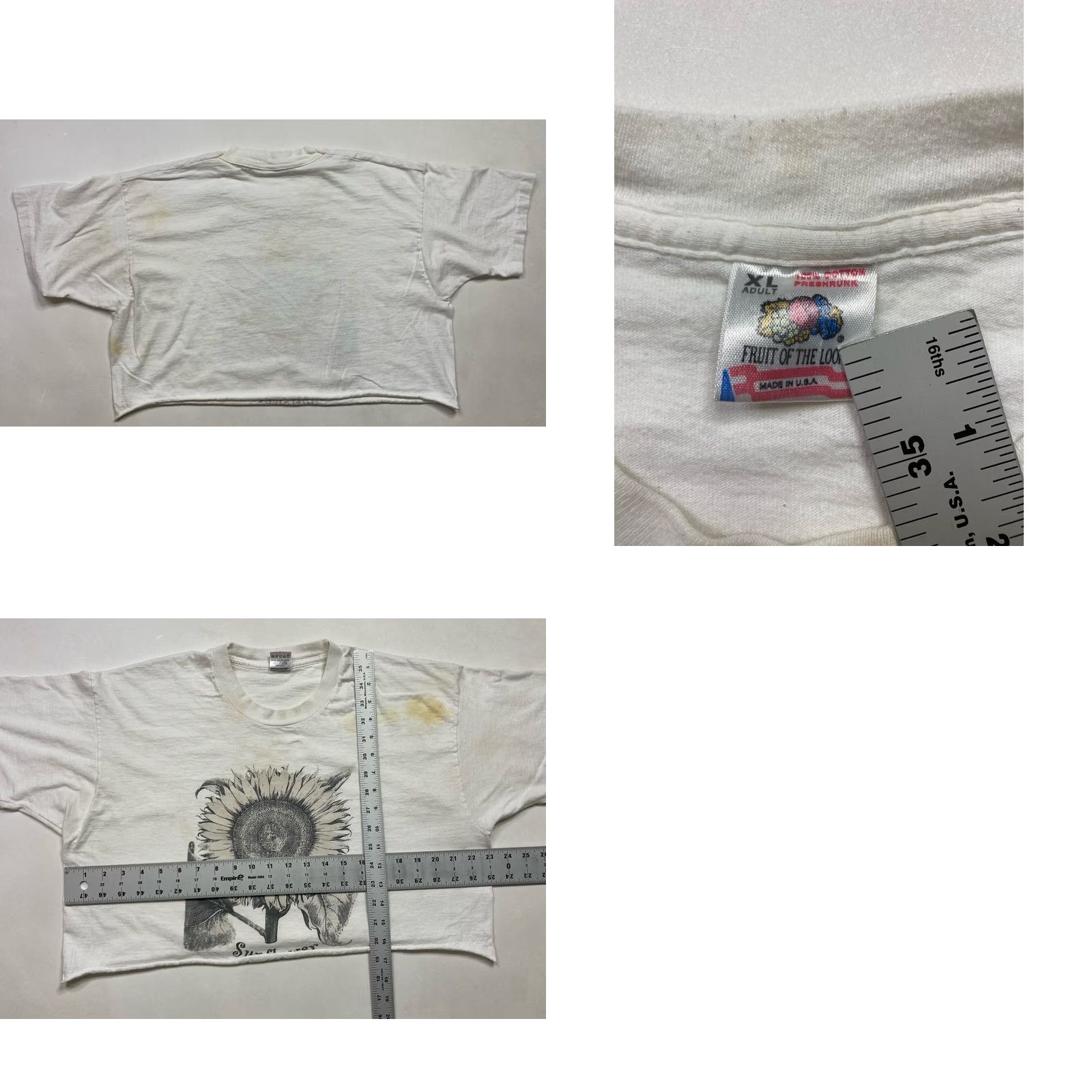 Fruit Of The Loom VINTAGE Sunflower T-shirt Women XL Cropped 90s Flowers Short Sleeve Crew Neck Fruit of the Loom Size XL / US 12-14 / IT 48-50 - 8 Thumbnail