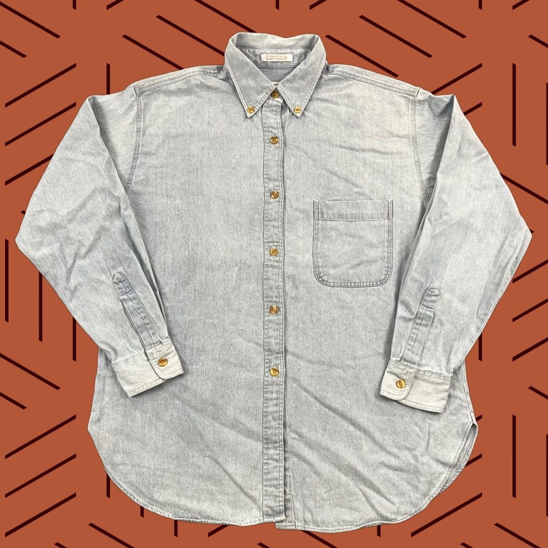 Denime WILMINGTON COUNTRY STORE Shirt Mens Large Blue Lightweight Denim Button Down L/S Size US L / EU 52-54 / 3 - 1 Thumbnail