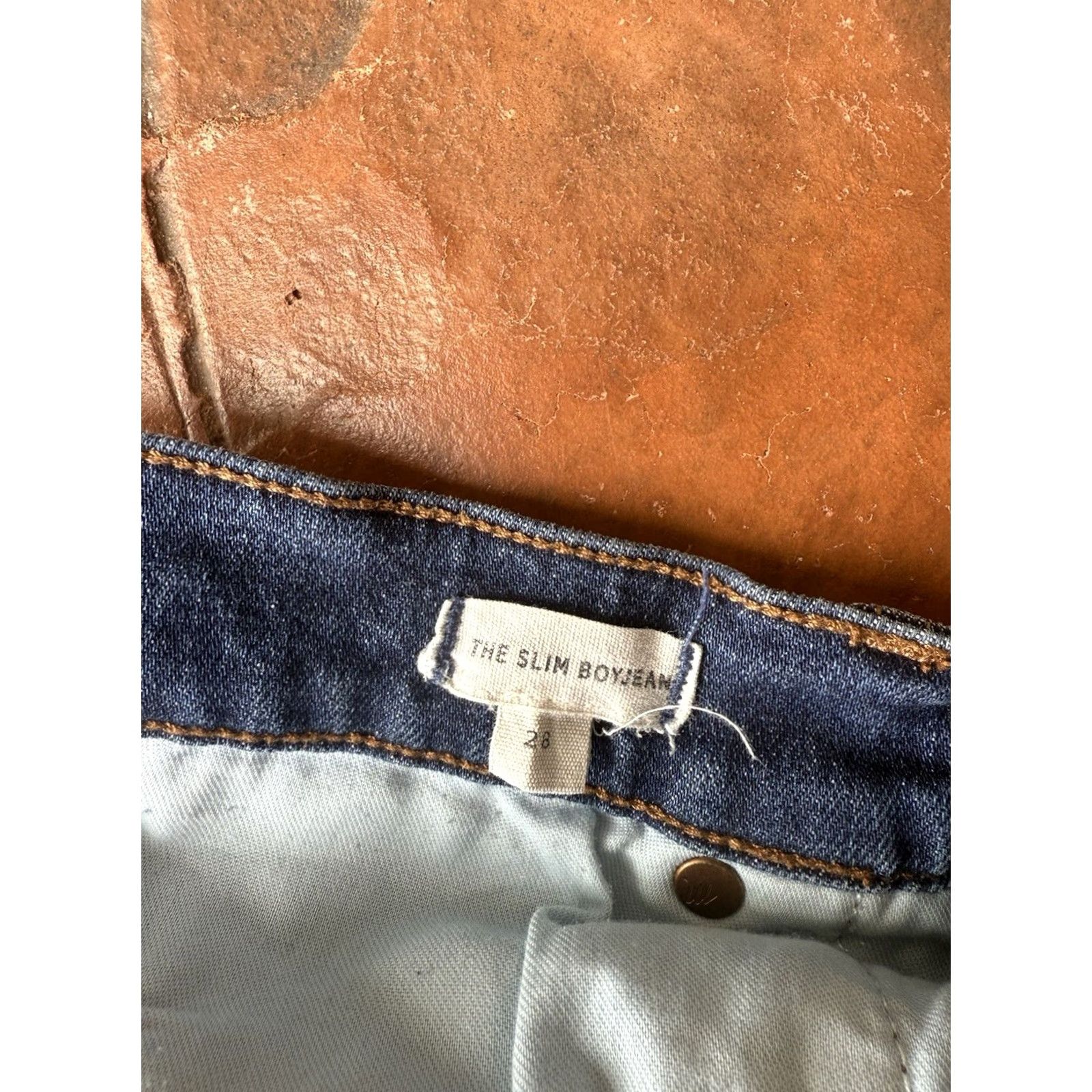 Madewell Madewell Slim Boy Jeans Women’s 28 Straight Frayed Distressed Blue Cotton Polyester Spandex Denim 5-Pocket Regular Rise Size 28" / US 6 / IT 42 - 3 Thumbnail