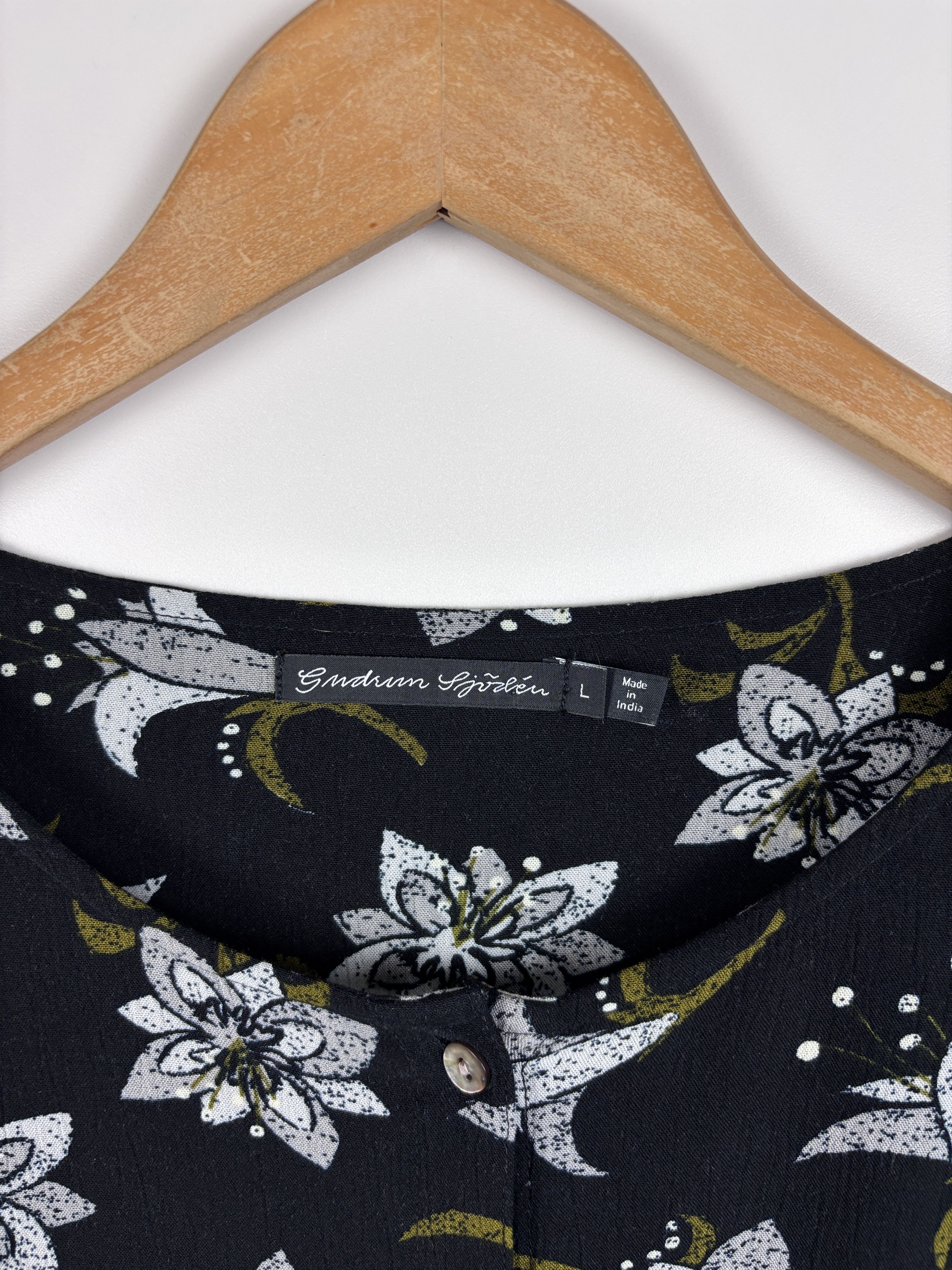 Gudrun Sjoden Gudrun Sjoden Tunic Babydoll Floral Shirt Dress Black Size L Size L / US 10 / IT 46 - 5 Thumbnail