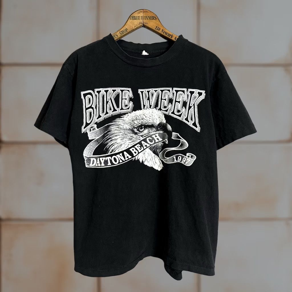 Doublet VINTAGE Daytona Beach 56th Annual Bike Week Double Sided T Shirt Large BLK Men L Crew Neck Graphic Print 90s Motorcycle Beach Logo Short Sleeve Cotton Size US L / EU 52-54 / 3 - 1 Thumbnail