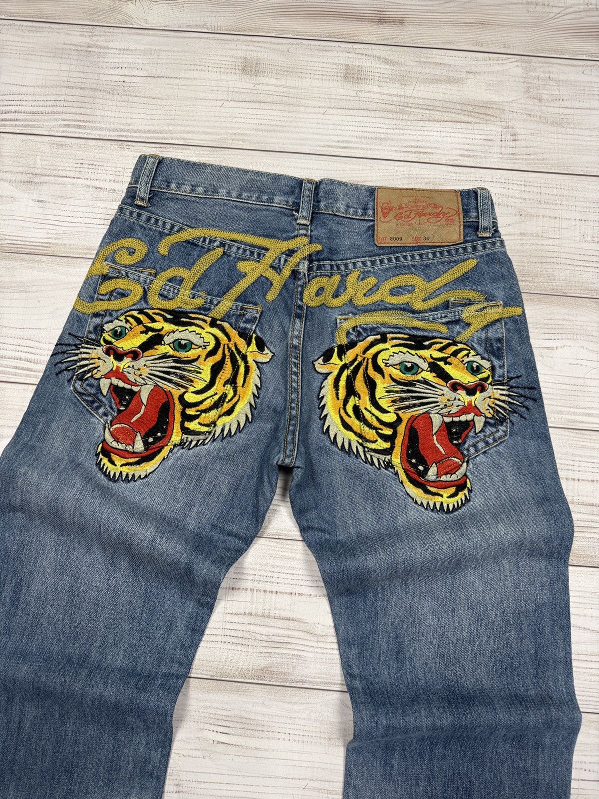 Ed Hardy Crazy Ed Hardy Y2K Tiger Embroidered Jeans Size US 30 / EU 46 - 3 Thumbnail