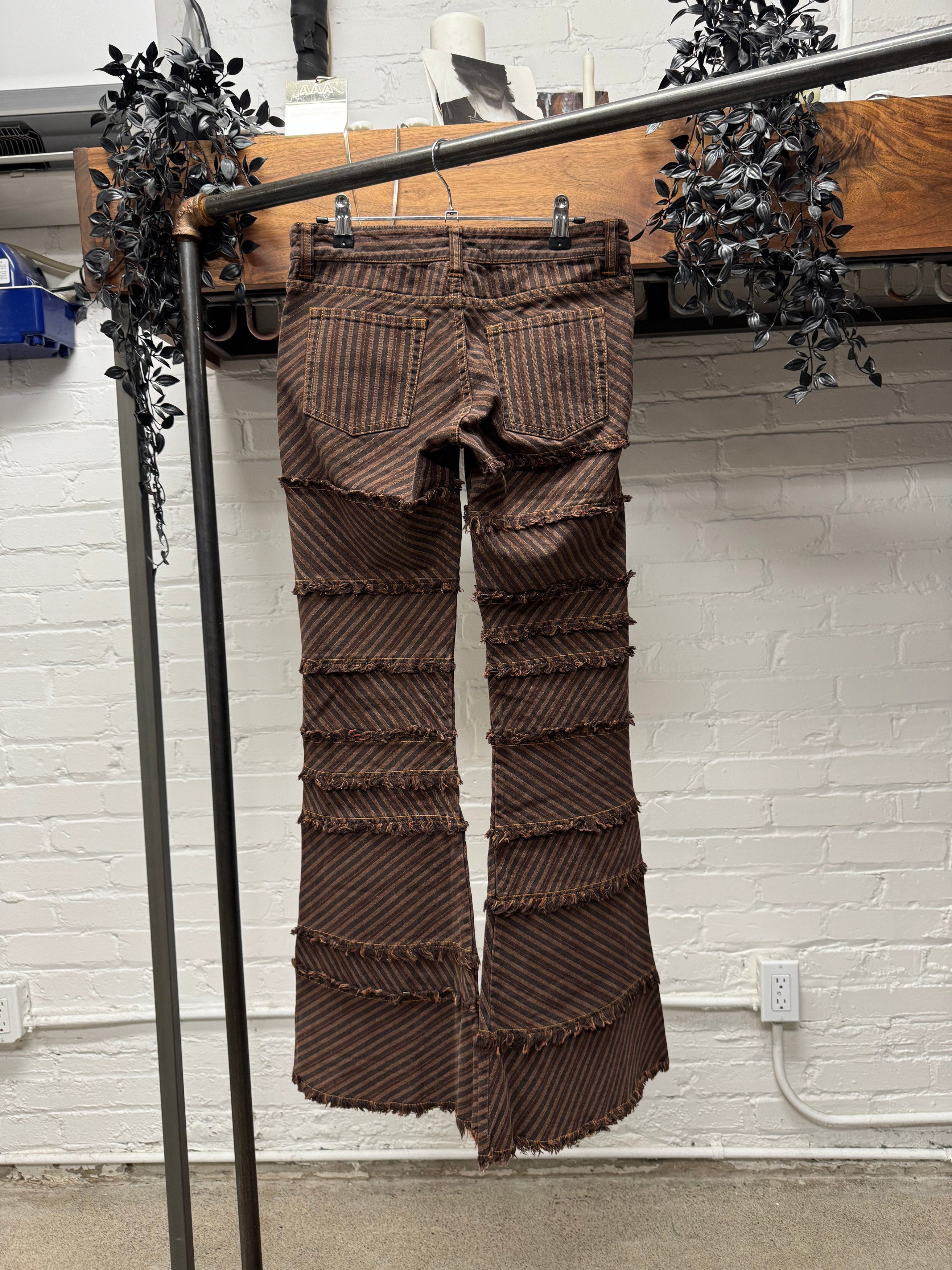 Junya Watanabe SS2002 Junya Watanabe Striped Brown Patchwork Flared Denim Size US 29 - 4 Thumbnail