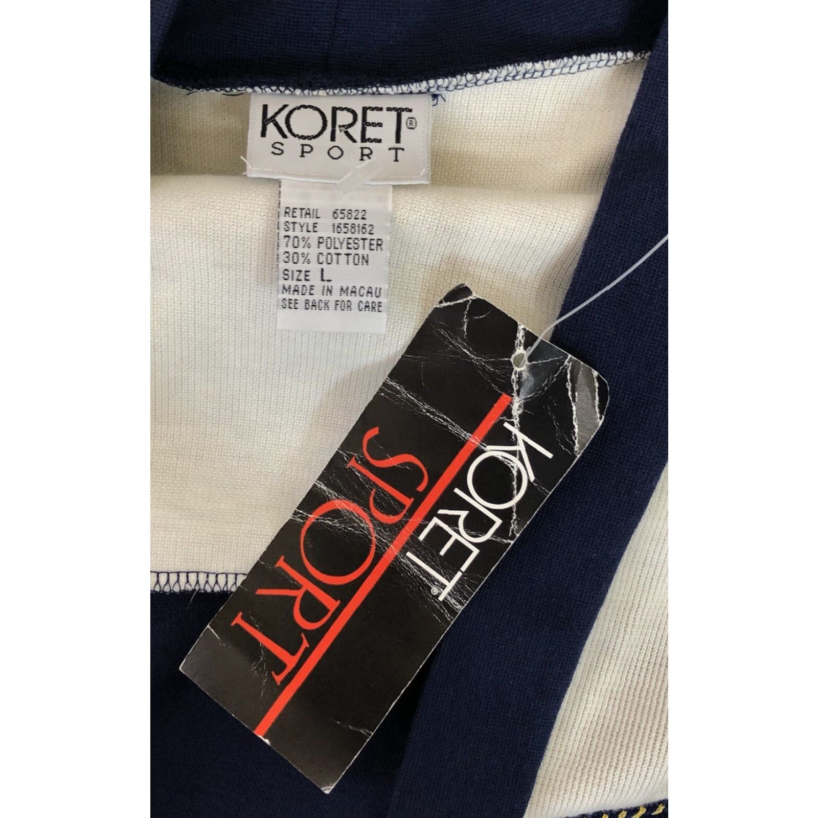 Vintage Koret Knit Cardigan Sweater Jacket L Navy Trafalgar Square Pockets Preppy Size L / US 10 / IT 46 - 4 Thumbnail