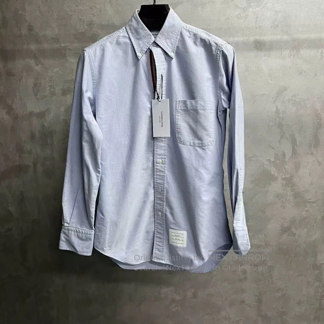 Thom Browne thom browne light blue long sleeve shirt. Size US XXS / EU 40 - 1 Thumbnail