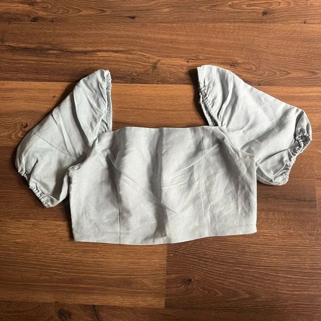 Oak + Fort 🌿 NWT Linen/Lin Blend Puff Sleeve Blouse 🌿 Size L / US 10 / IT 46 - 4 Thumbnail