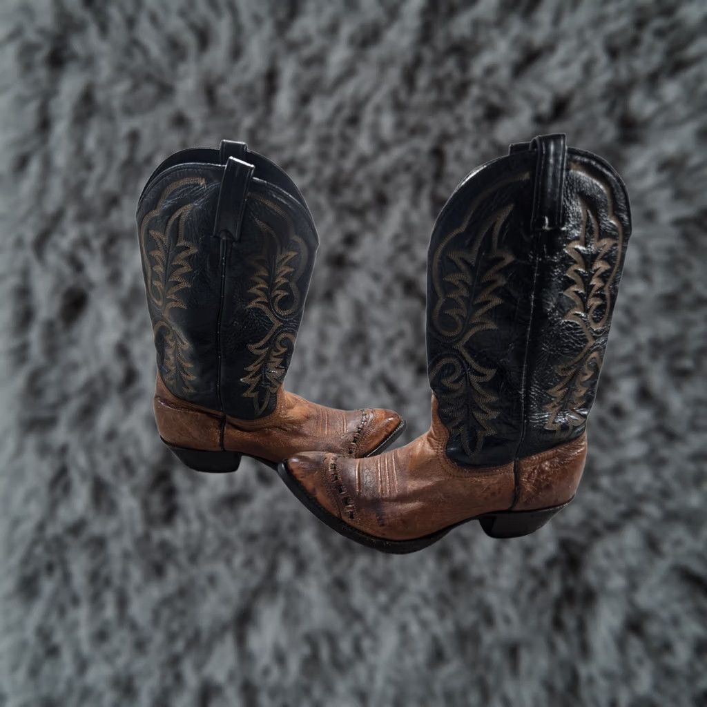 Vintage J. Chisholm Cowboy Boots Mens 10.5 D Ostrich Leg  display picture 2