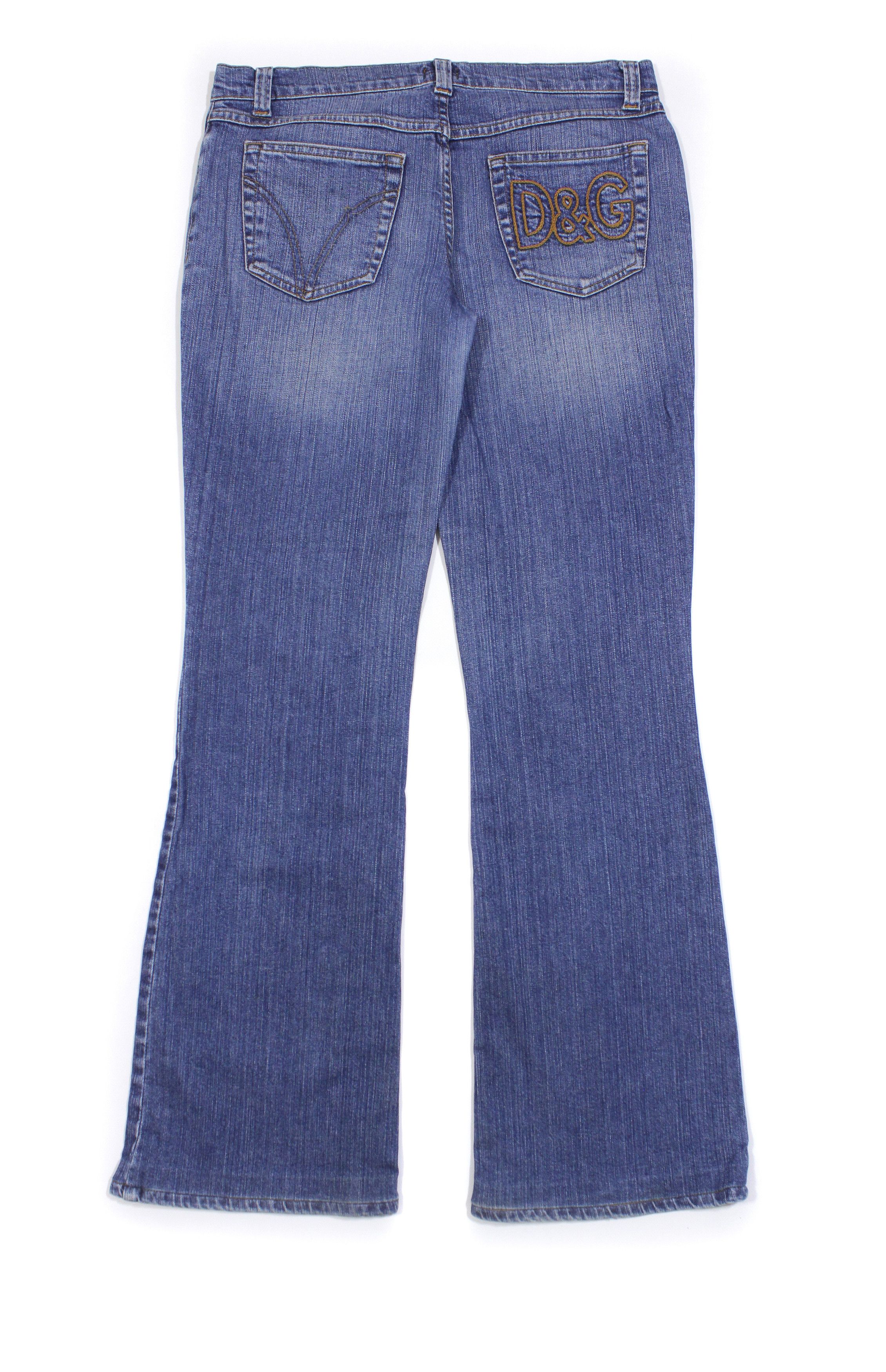 Dolce & Gabbana 90S DG Logo Y2K Flared Jeans Vintage Size 28" / US 6 / IT 42 - 1 Thumbnail