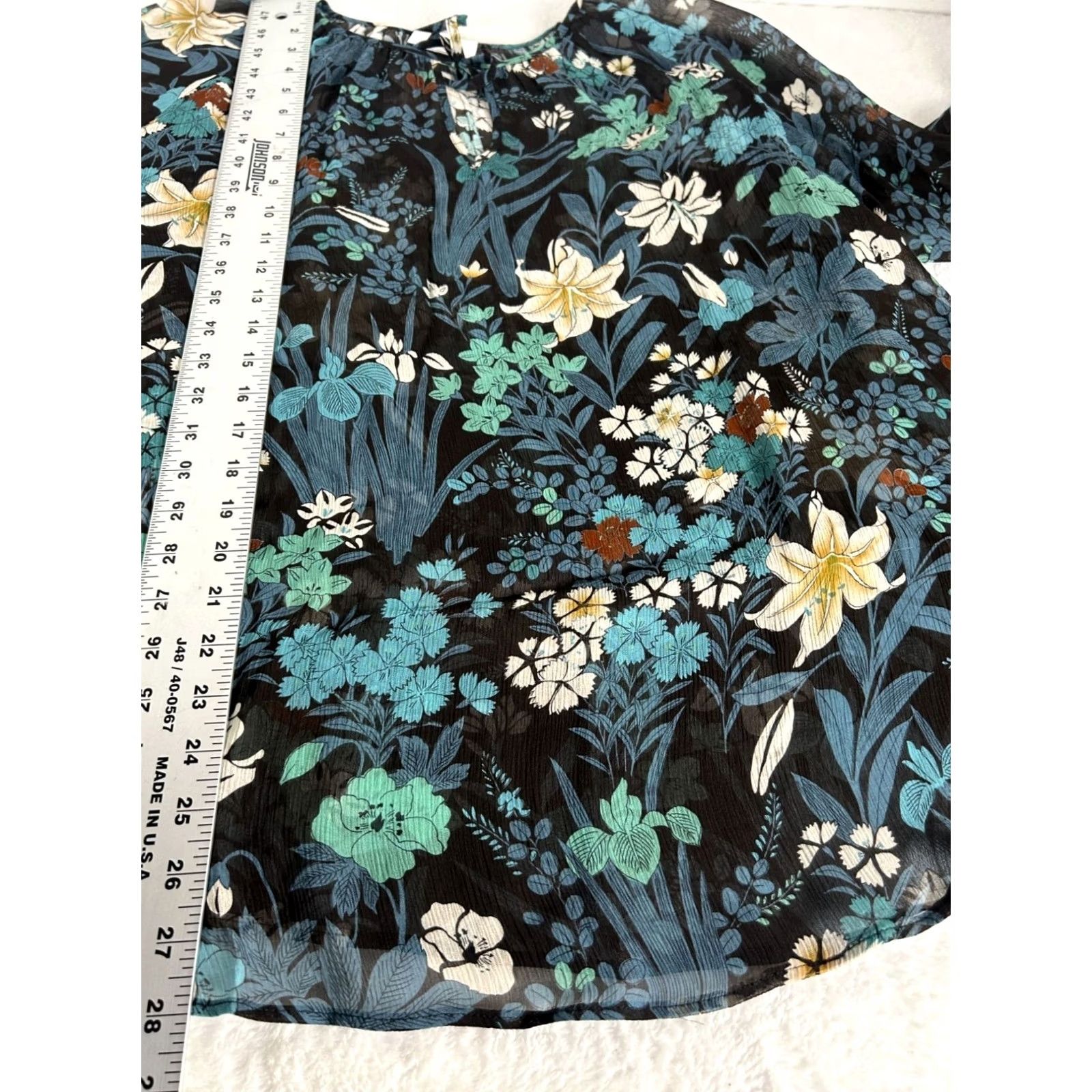 Vintage Marina Rinaldi Voyage Womens Floral Sheer Blouse Top Long Sleeve Lightweight L Size L / US 10 / IT 46 - 7 Thumbnail
