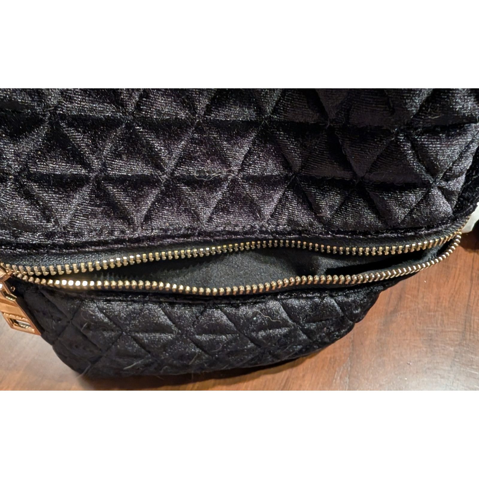 Bebe BEBE Quilted Black Velvet Mini Backpack Gold Hardware NWT Size ONE SIZE - 4 Thumbnail