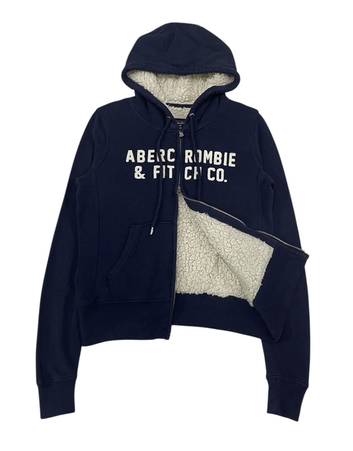 Le Grande Bleu (L.G.B.) Vintage Abercrombie&Fitch Sherpa Hoodie Size US XS / EU 42 / 0 - 1 Thumbnail
