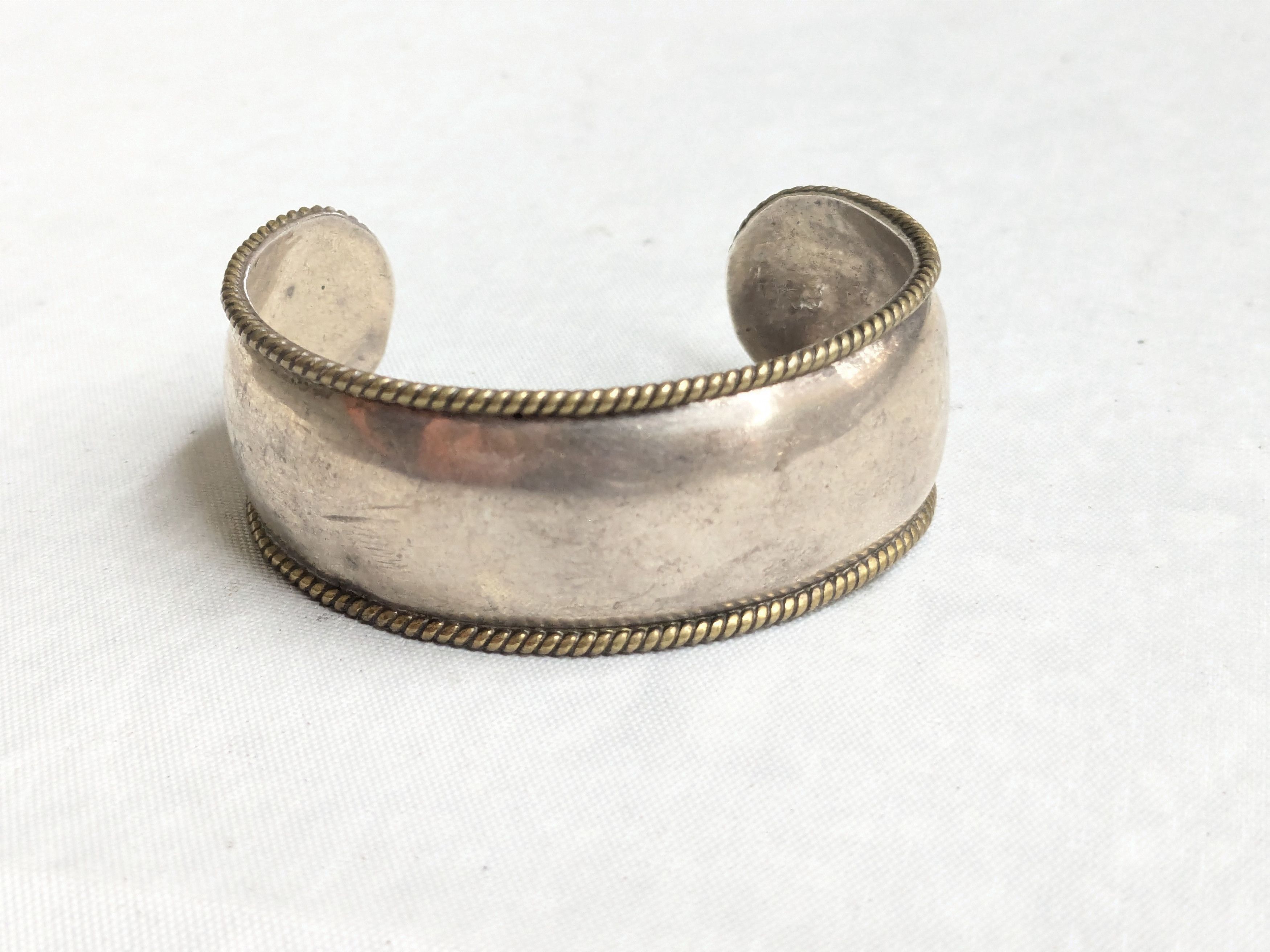 Jewelry Vintage Sterling Silver Cuff Bracelet 5.75" Mexico Two Tone Size ONE SIZE - 4 Thumbnail