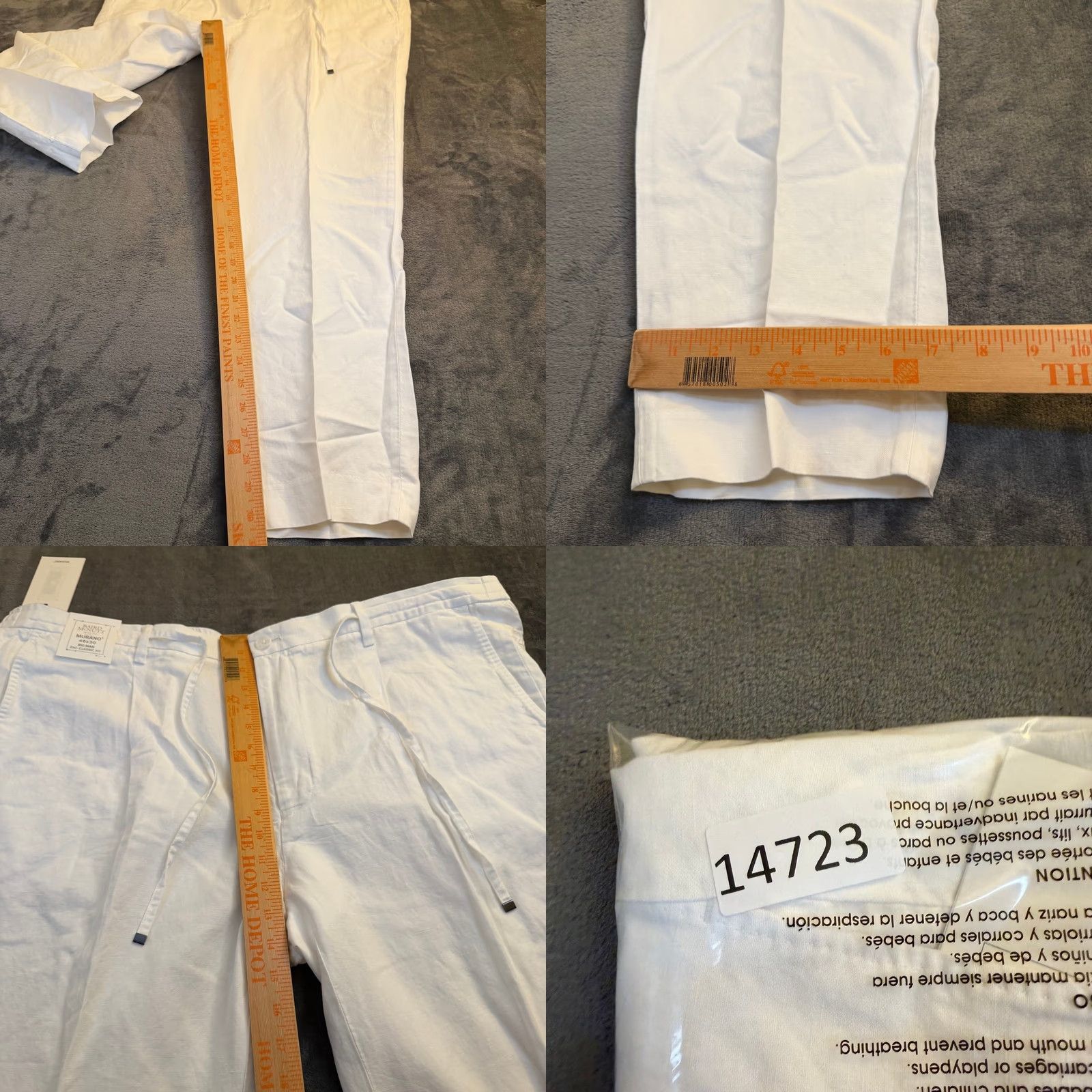 Murano Baird McNutt Murano Linen Blend Pants Mens 46x30" Classic Fit White NWT Size US 30 / EU 46 - 9 Thumbnail