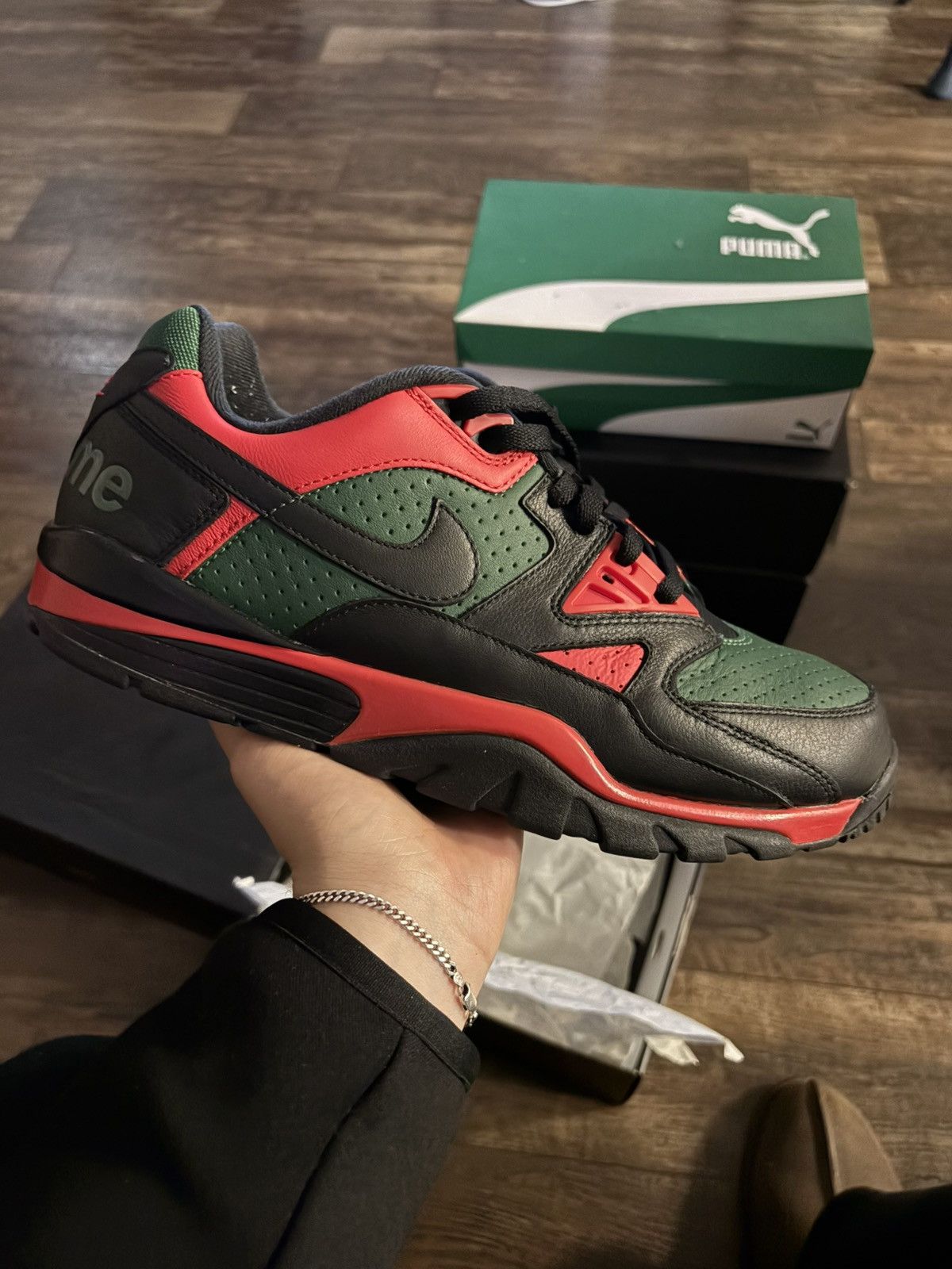 Nike Nike Supreme Air Cross Trainer 3 Low Black Gorge Green Size US 12 / EU 45 - 3 Thumbnail